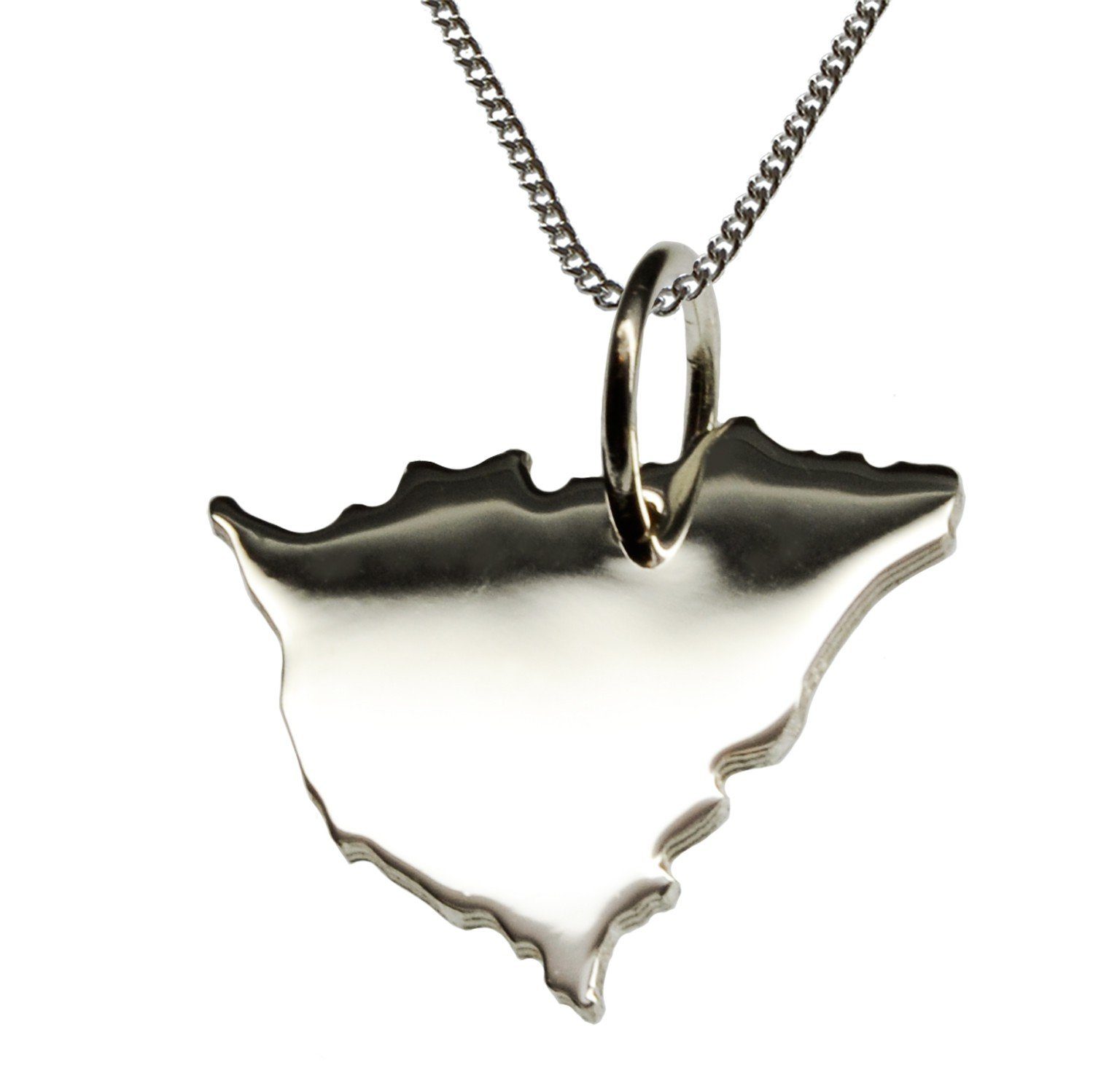 Kette mit Anhänger 50cm Halskette + Nicaragua Anhänger in massiv 925 Silber