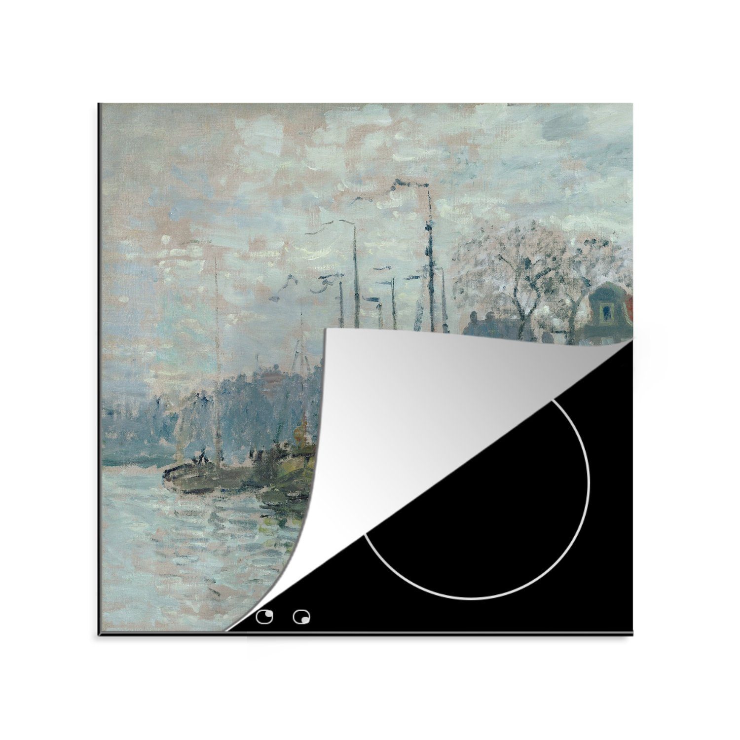 MuchoWow Herdblende-/Abdeckplatte Zaandam der Deich - Claude Monet, Vinyl, (1 tlg), 78x78 cm, Ceranfeldabdeckung, Arbeitsplatte für küche