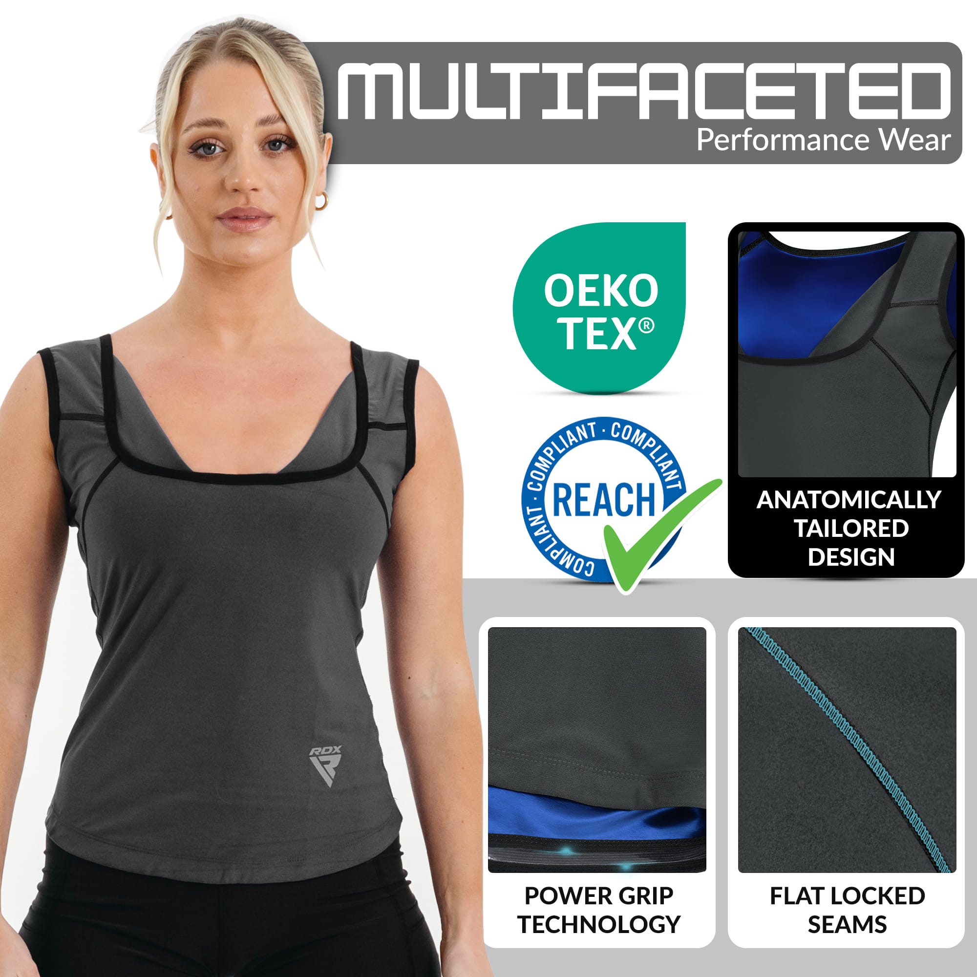 RDX Kompressionsshirt RDX Damen-Saunaweste, wärmespeichernder Schweiß-Taillentrainer