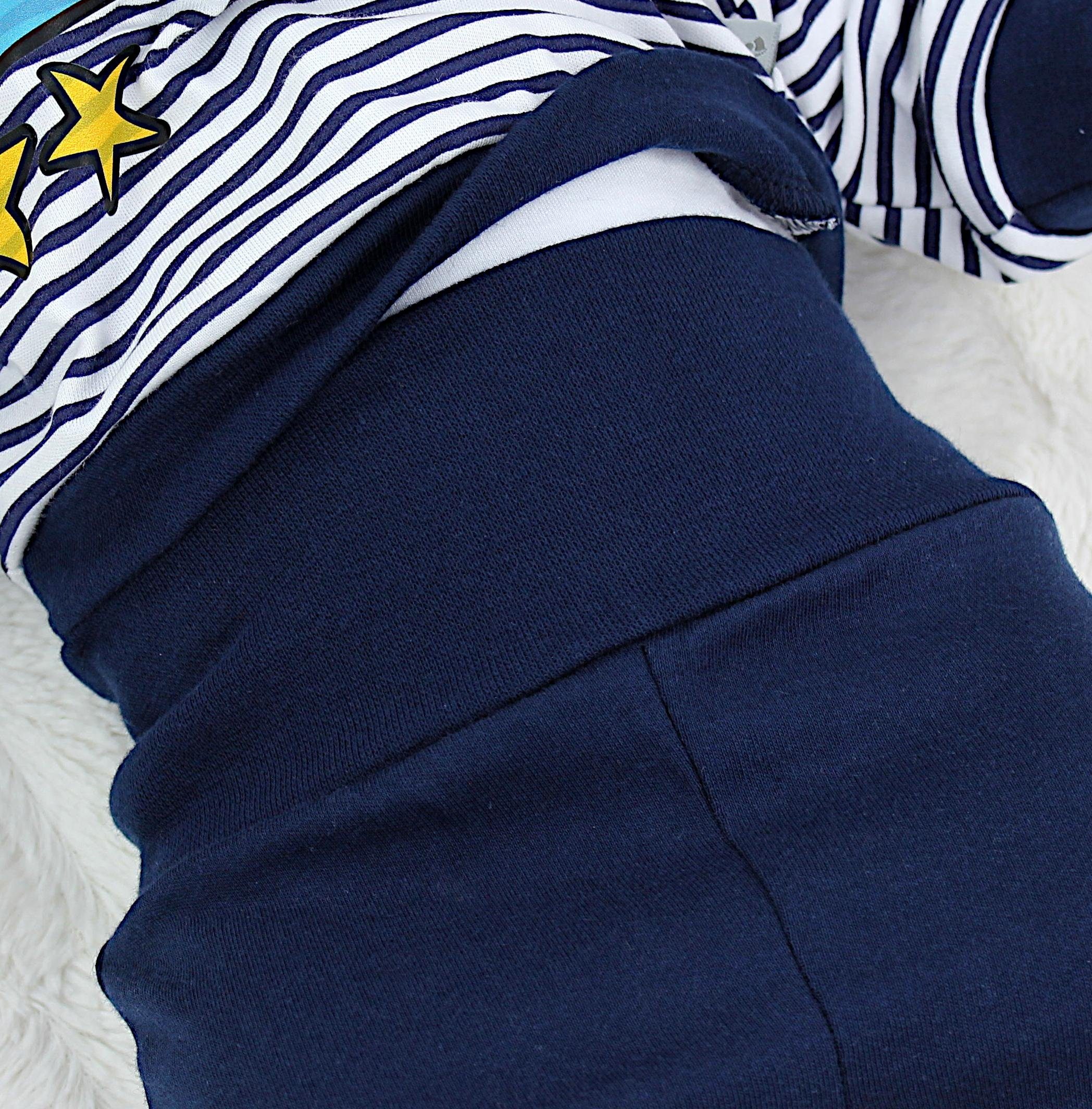 TupTam Erstausstattungspaket Baby Weiß Spruch Dunkelblau Super mit Print Streifen Langarmshirt Boy / Jungen Outfit Babyhose Babykleidung