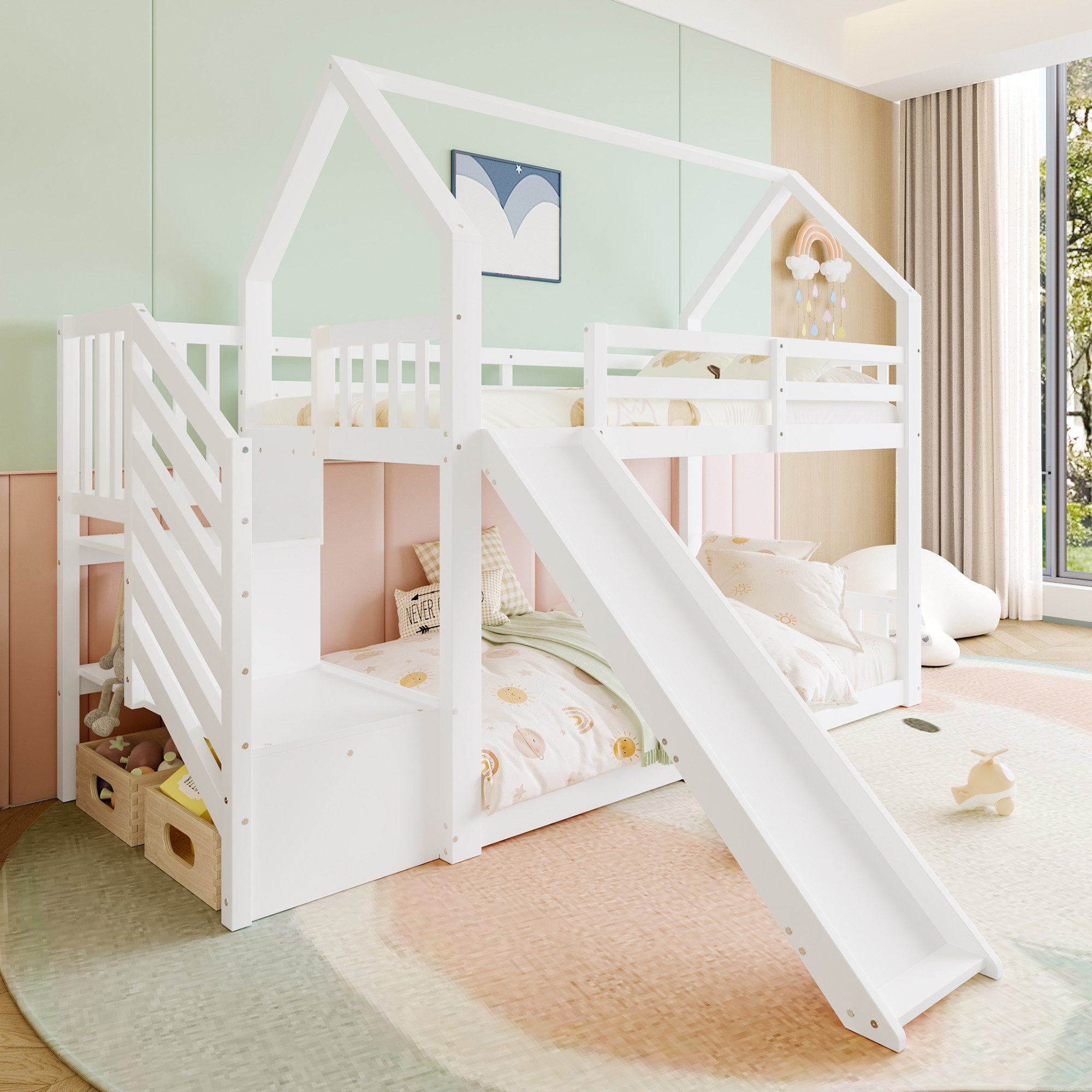 TavilaEcon Etagenbett Kinderbett Jugendbett Hausbett mit günstig online kaufen