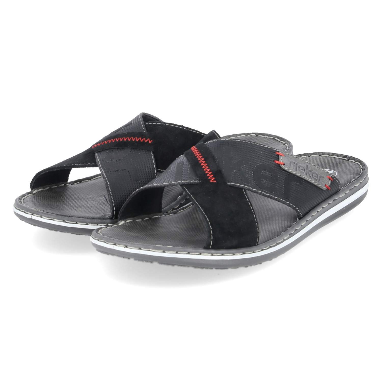 Rieker Rieker 21098-02 Herren Leder und Synthetik schwarz Pantolette günstig online kaufen