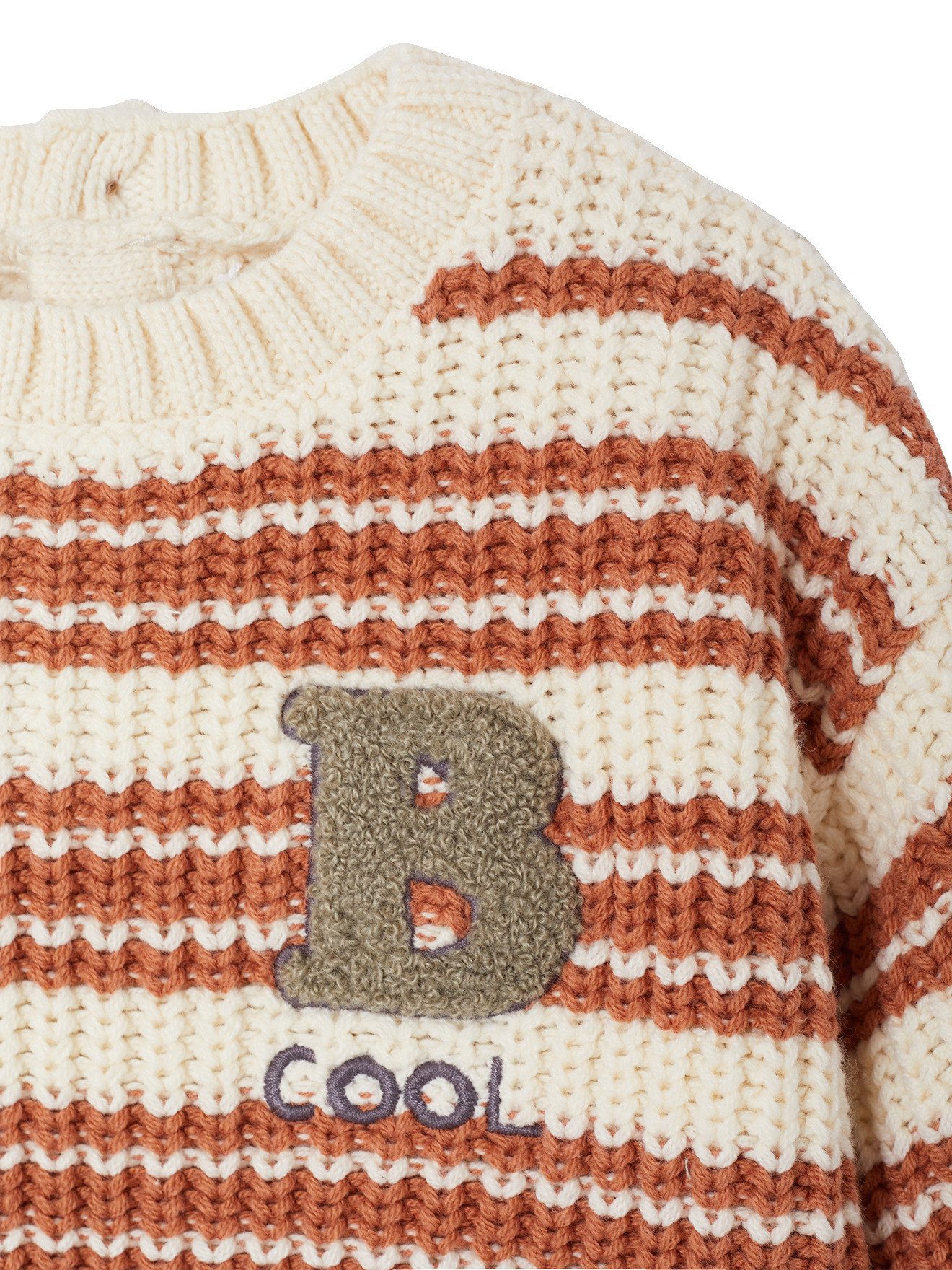 vertbaudet Pullunder Baby Streifenpullover mit Frottee-Buchstabe