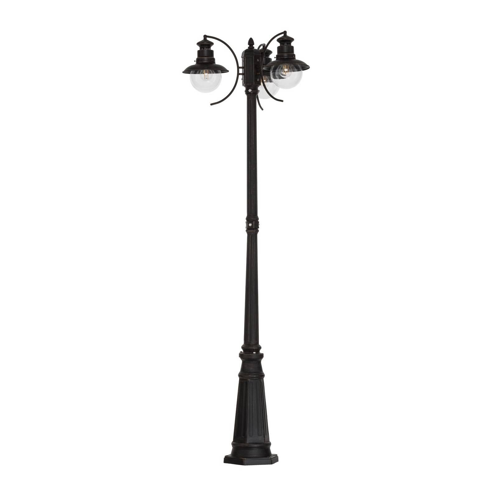Lindby Außen-Stehlampe Eddie, Braun IP44, 3 x 60 W