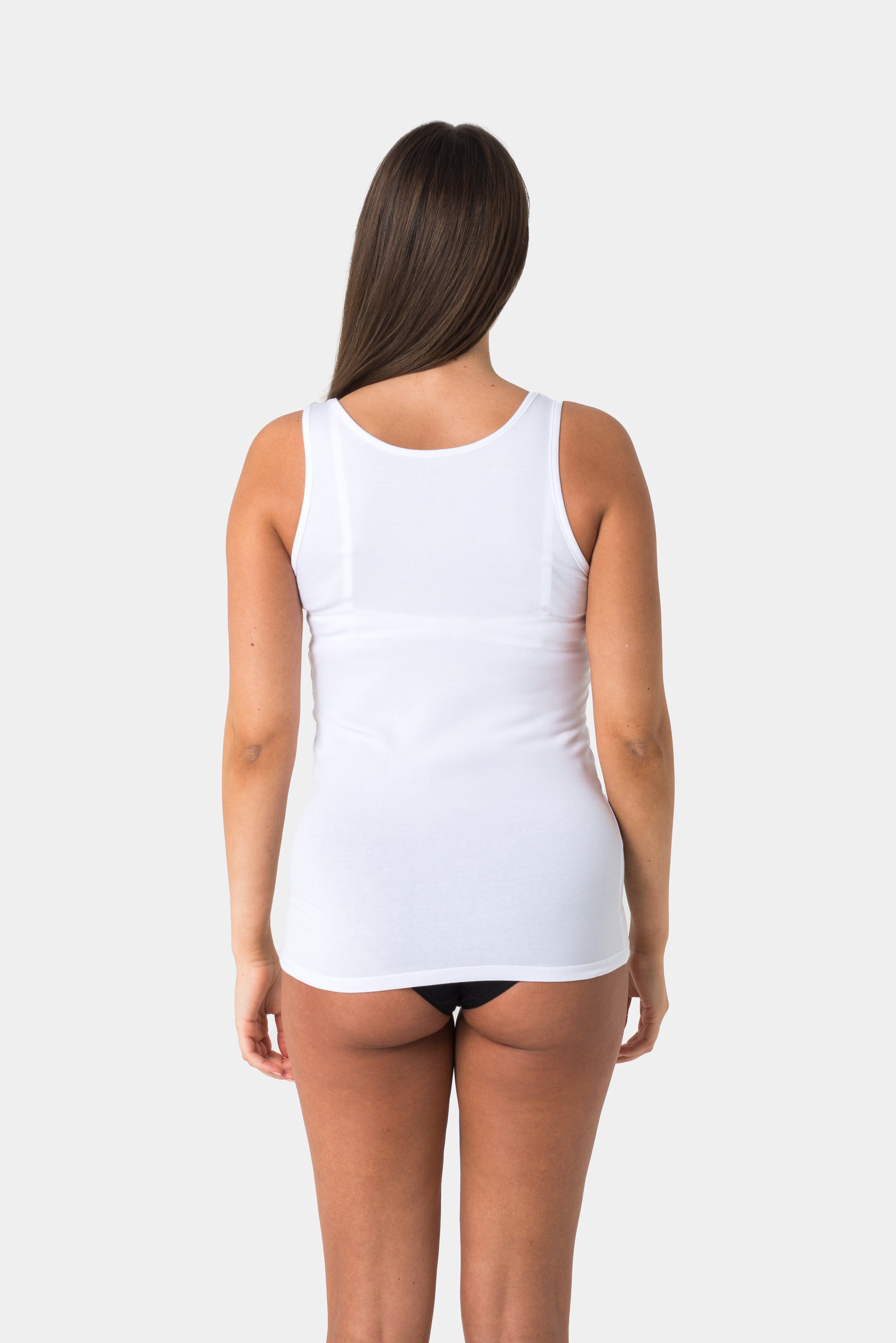 3er-Pack) Schwarz Stretch und Top - Unterhemd 95% mit Frauen Basic Tanktop extra aus (Packung, 3-St., lang Tank Elsie in Tops Weiss Top Baumwolle für