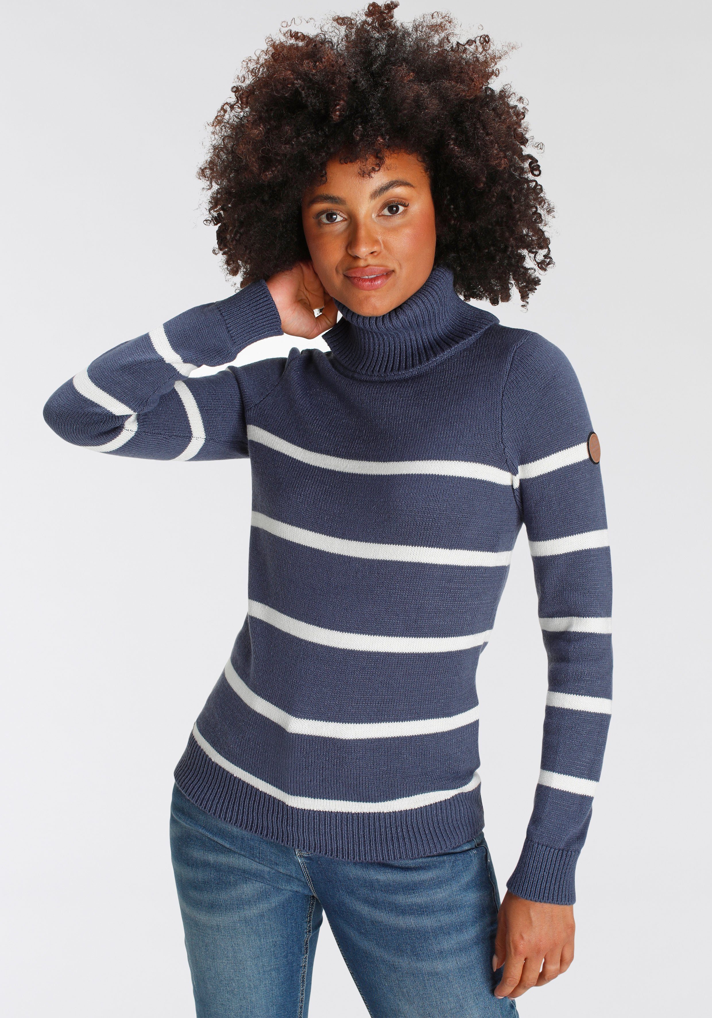 KangaROOS Rollkragenpullover in lässiger Form mit Kontraststreifen günstig online kaufen