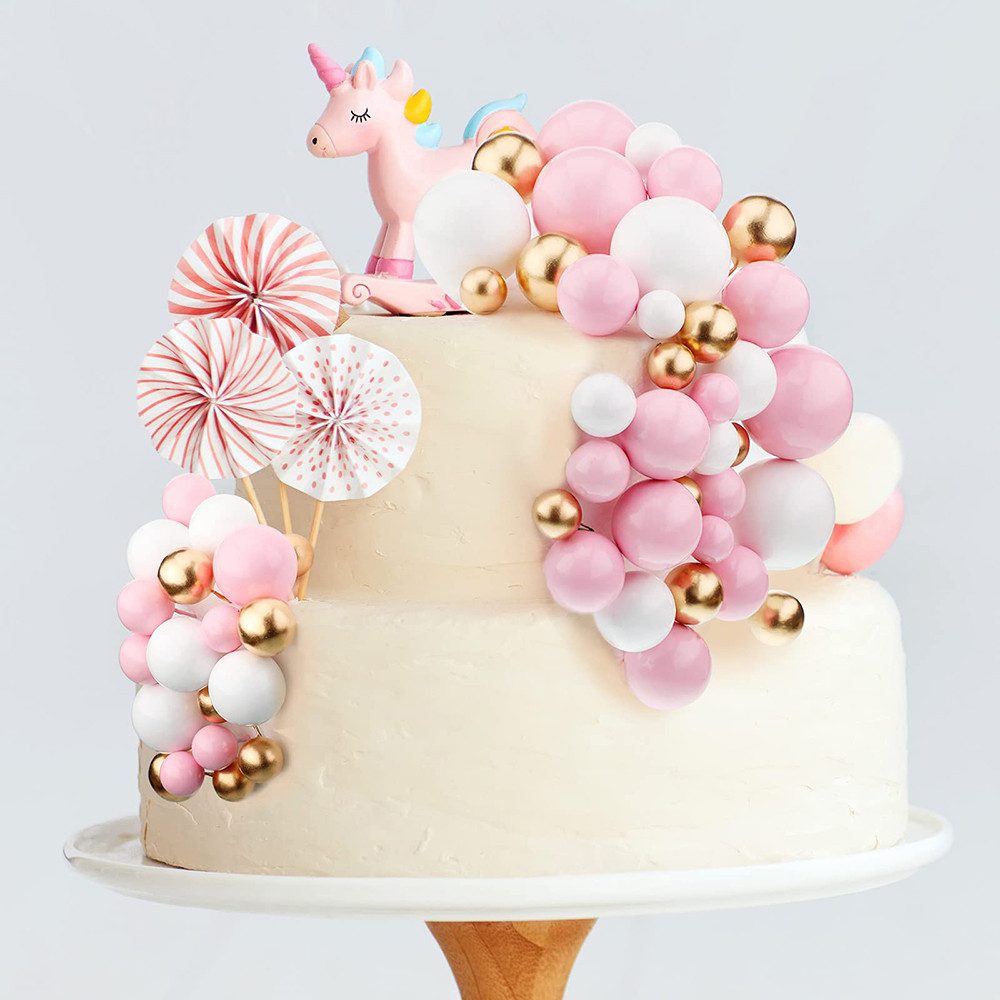 CLTYQ Tortenstecker 108-tlg. Gold-Kugeln für Torten-Deko,Cupcake-Dekorationen, Für Hochzeiten, Geburtstage, Jubiläen,Kugeln am Stiel Gold