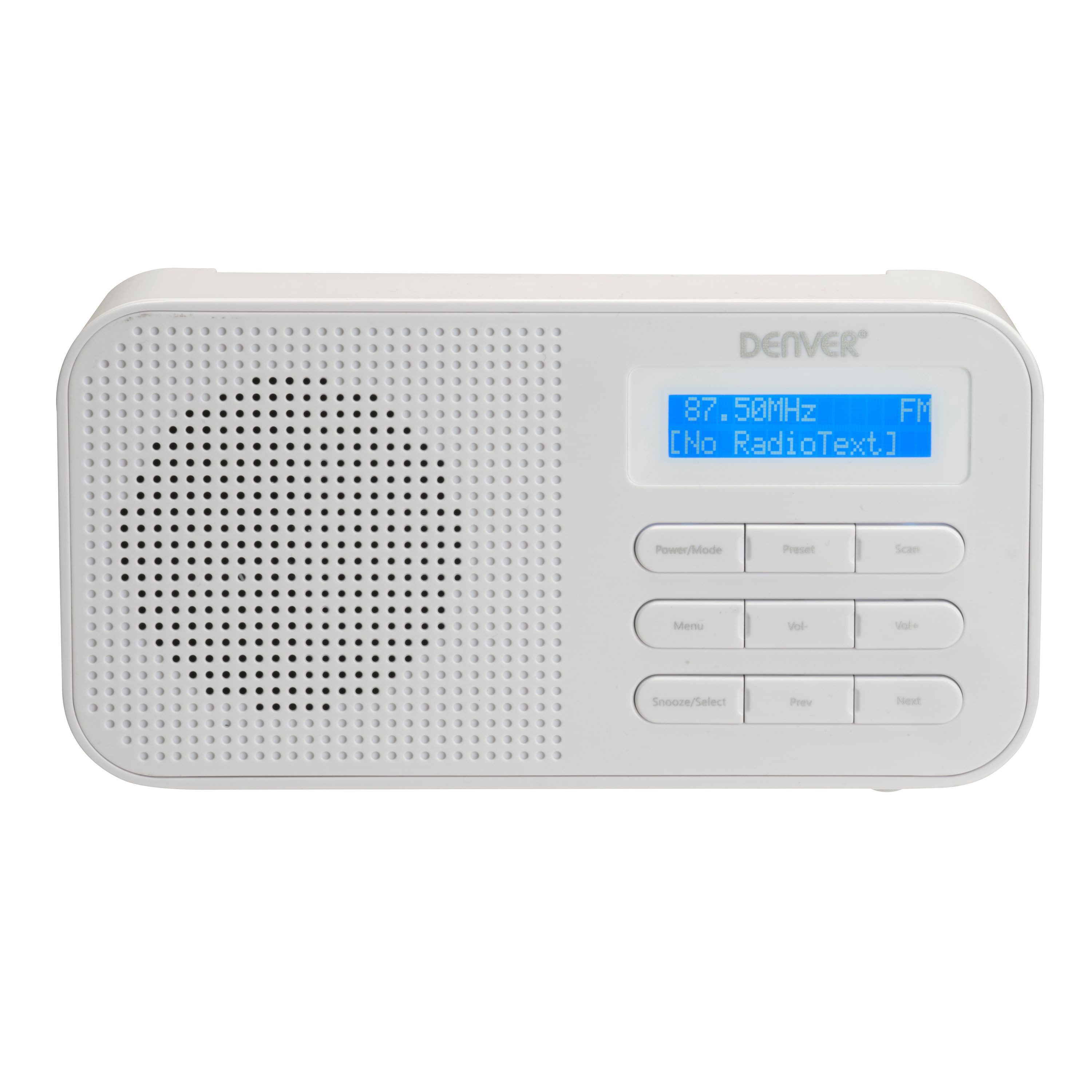 Denver DAB-42W Digitalradio (DAB) (DAB+, FM, 10 Presets, Dual-Wecker, Snooze, Teleskopantenne, 1 W, Kompakt, Dual-Alarm, DAB+/FM)
