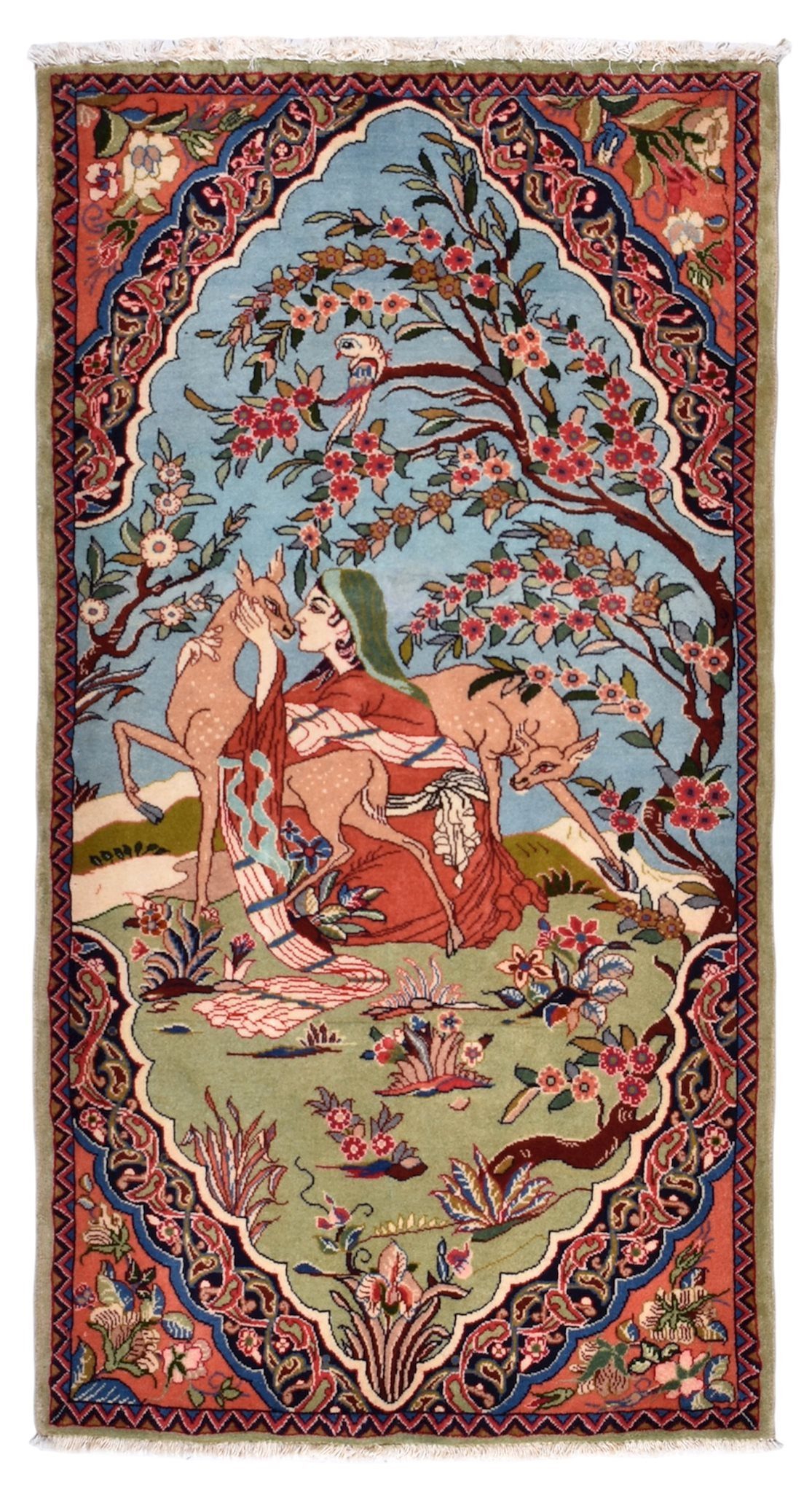 CABBEL Orientteppich Perserteppich Sarough 127x66 cm handgeknüpft bunt Bildteppich Brücke, rechteckig, Höhe: 10 mm, Handgeknüpft, Wolle auf Baumwollkette, figürlicher Bildteppich