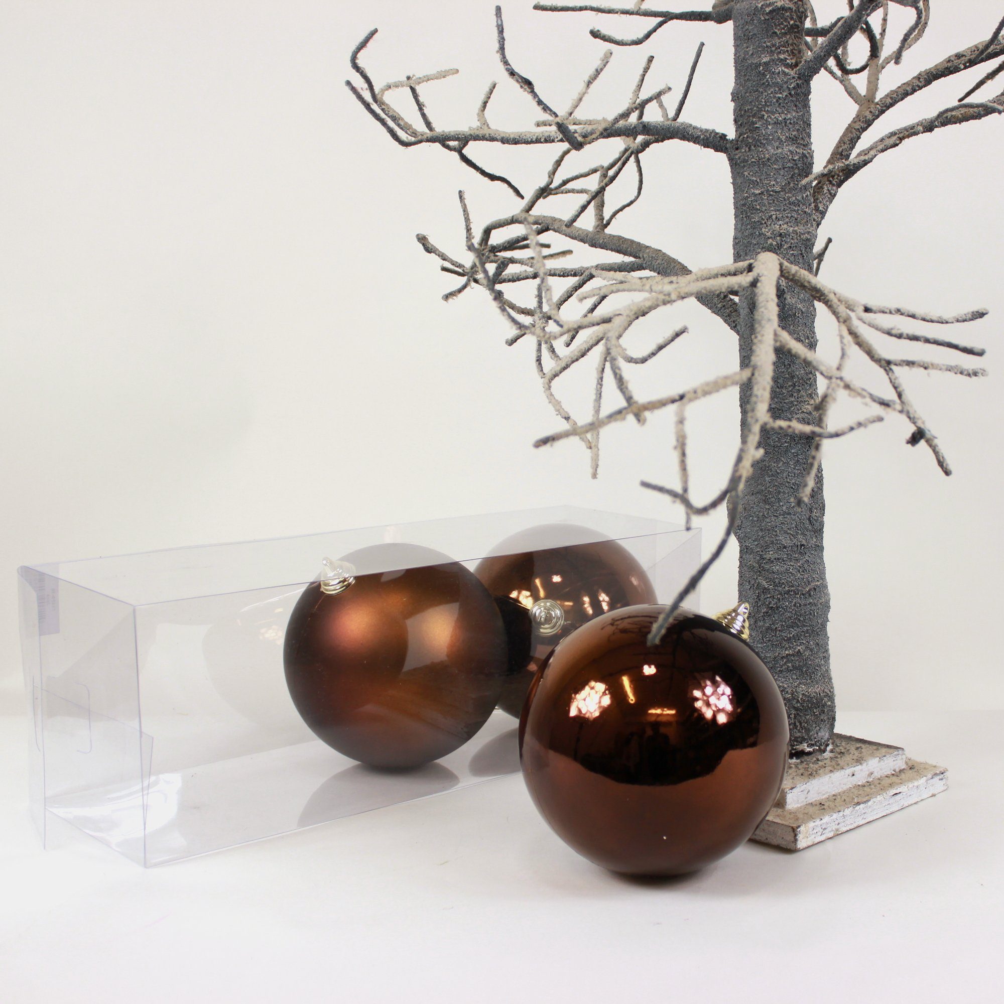 Lucht Weihnachtsbaumkugel Weihnachtskugeln 15 cm braun 3 Stück in der Box