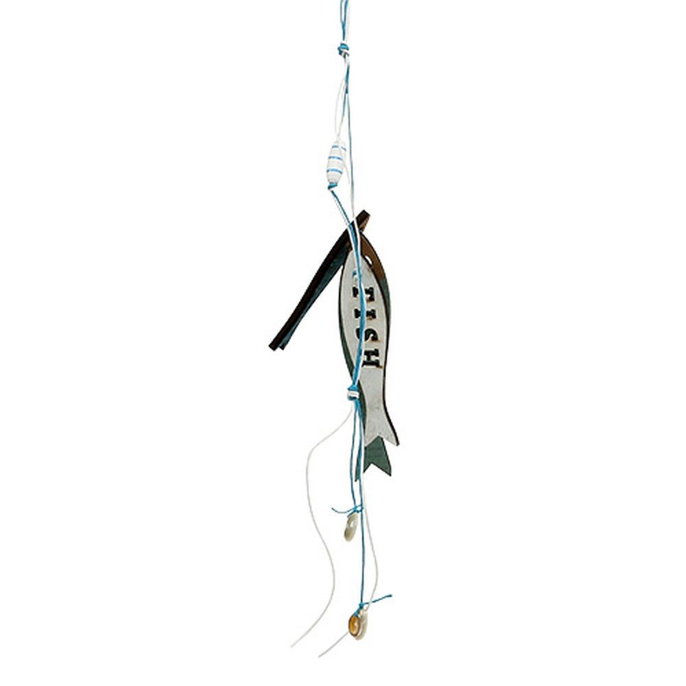 Dekofigur Holzhänger Fische Blau 36cm 4er Set Deko Maritim Muscheln Fensterdeko