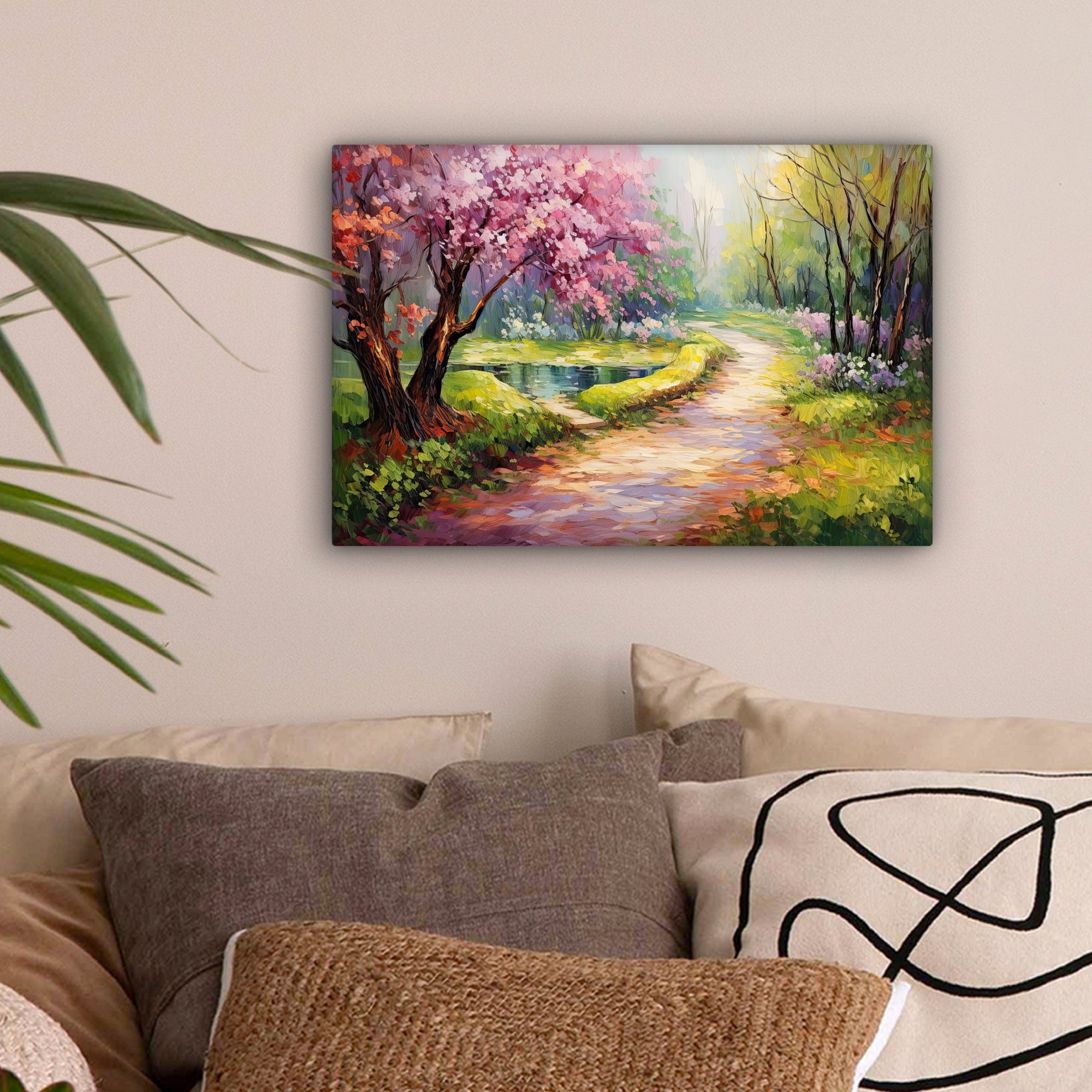 OneMillionCanvasses® Leinwandbild Aquarell - Natur - Bäume - Kunst - Blumen günstig online kaufen
