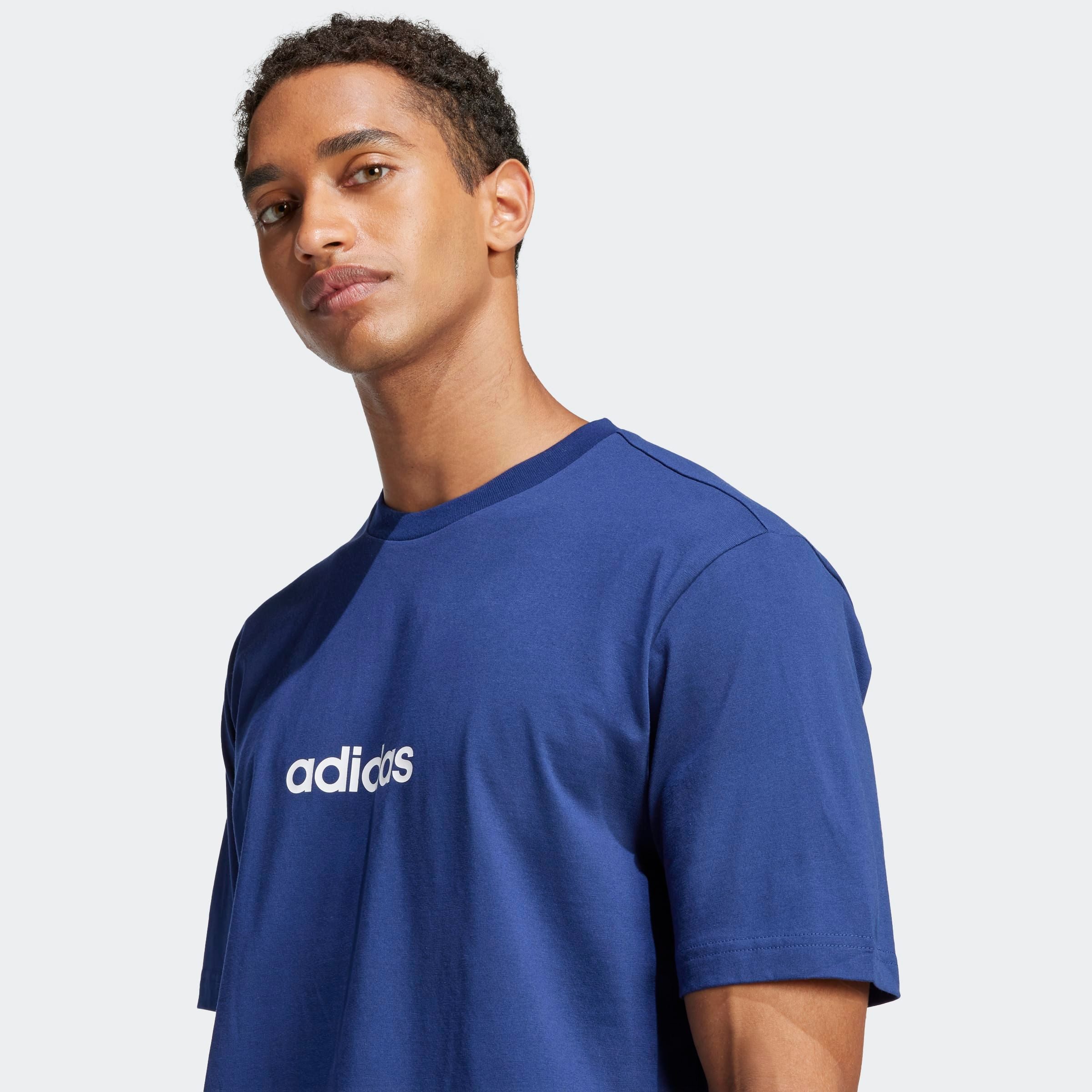 adidas Sportswear T-Shirt ESSENTIALS LINEAR SINGLE JERSEY überschnittene Schultern, Kurzarmdesign, aus Baumwolljersey – Bild 4 von 5