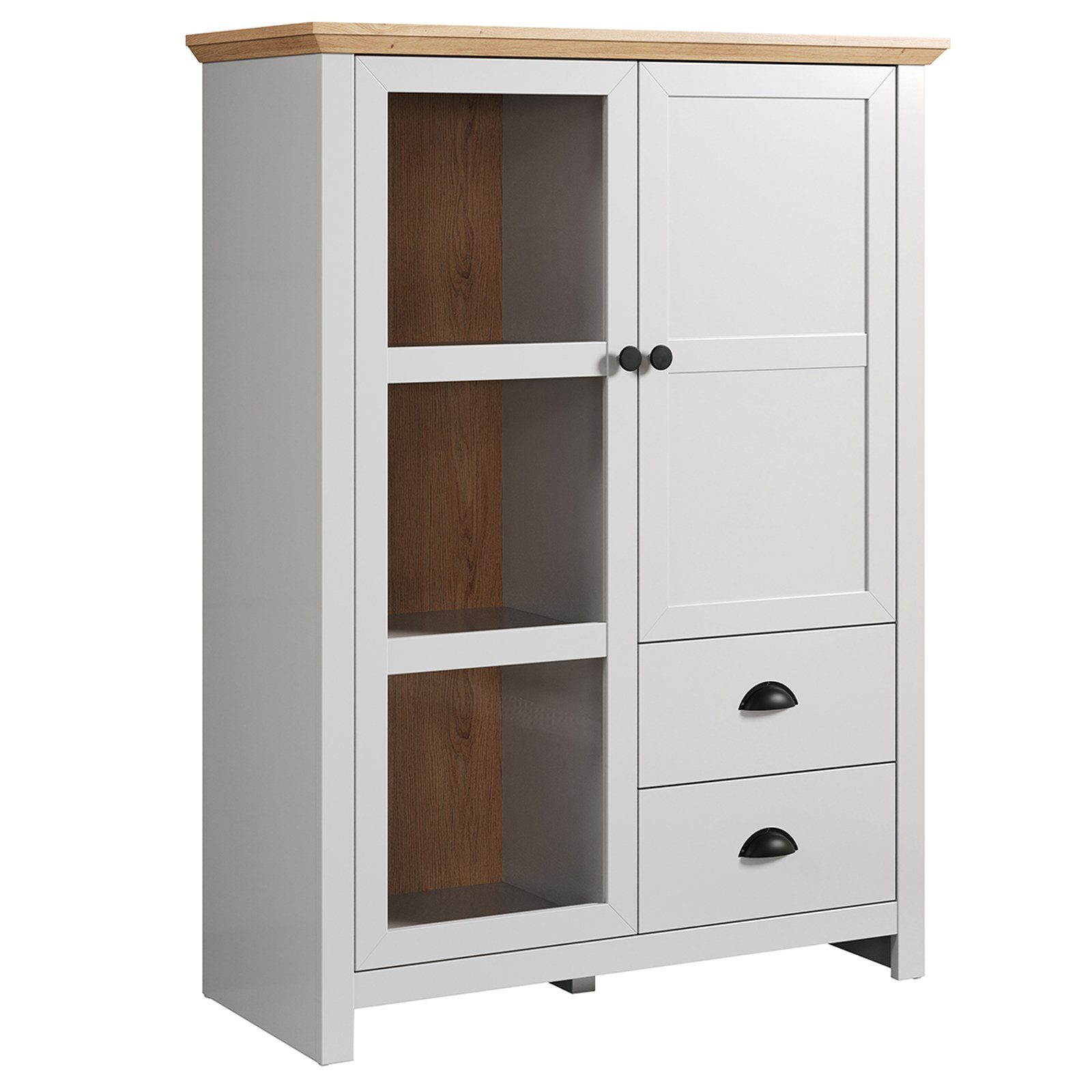 trendteam Highboard Landside, Anrichte Kommode Wohnzimmerschrank Sideboard Grau 97x130x41cm