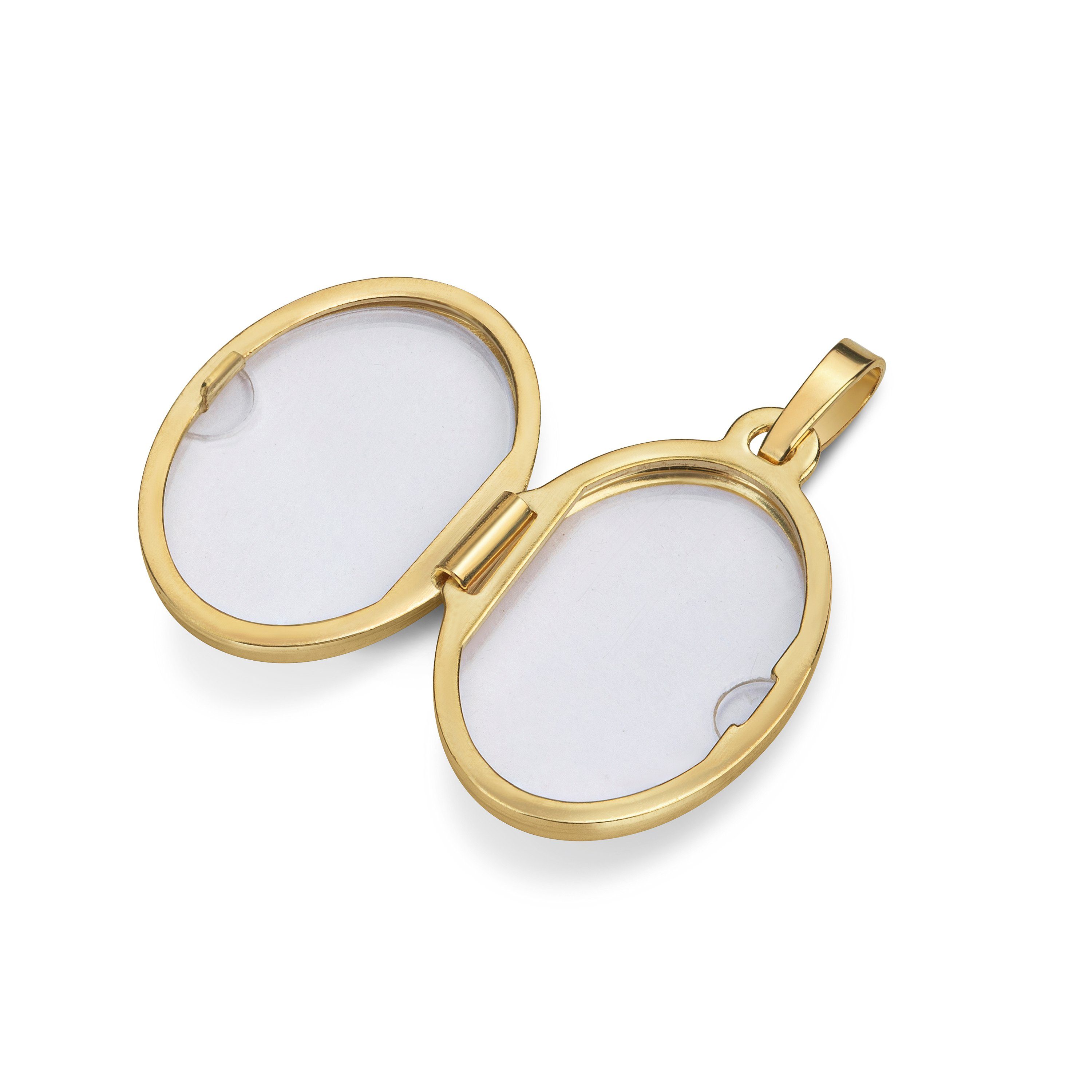 JEVELION Medallionanhänger Medaillon Gold 333 OrnamentVerzierung Anhänger zum Öffnen für 2 Bilder (Gold Amulett, für Damen und Mädchen), Mit Kette vergoldet - Länge wählbar 36 - 70 cm oder ohne Kette.