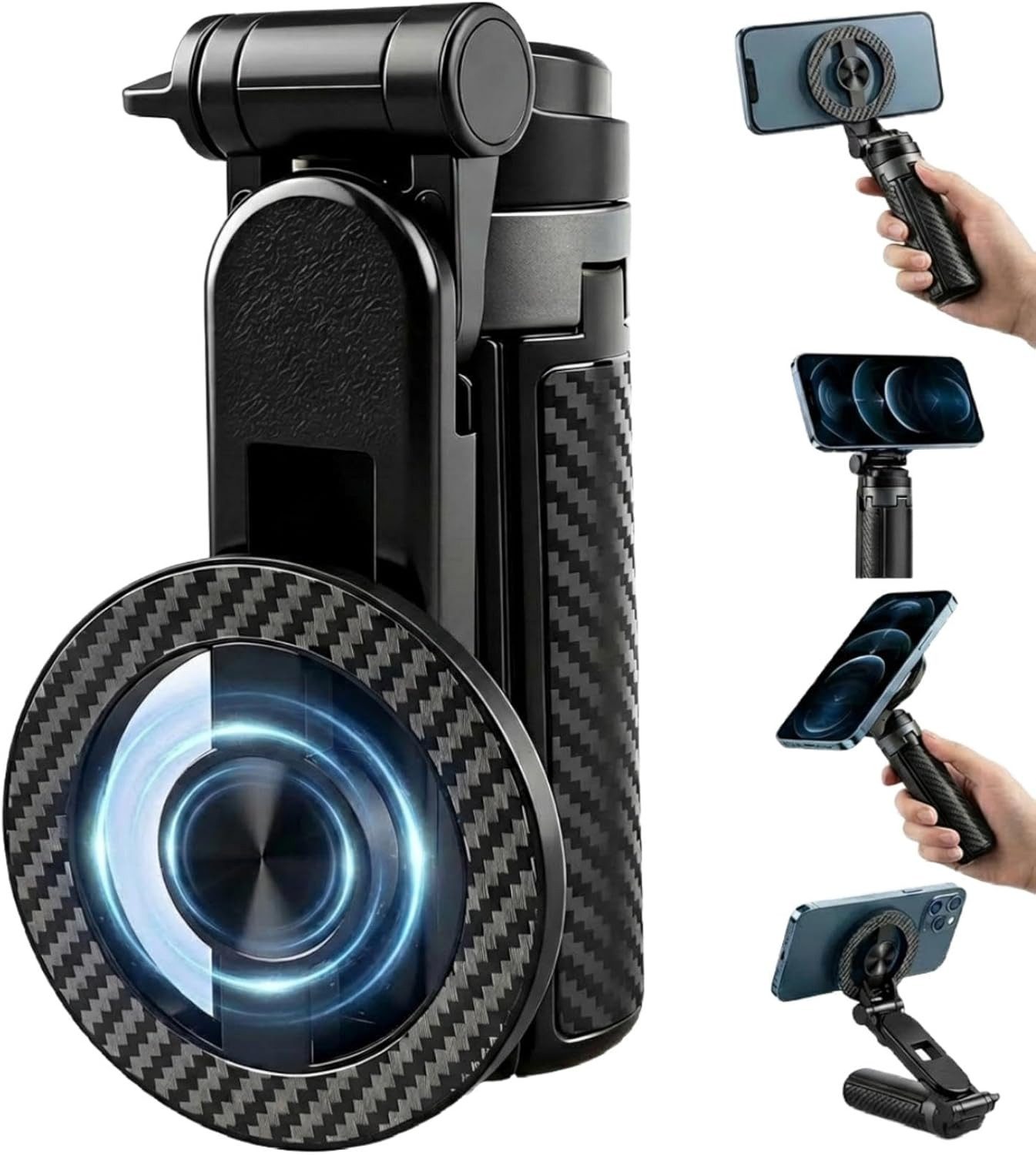 FELIXLEO Selfie-Stick Magnetisches Selfie Stativ 4-in-1 Bluetooth Fernbedienung Schwarz