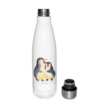 Mr. & Mrs. Panda Thermoflasche Pinguin umarmen - Weiß - Geschenk, Trinkflasche, Edelstahl, Thermos, Doppelwandig