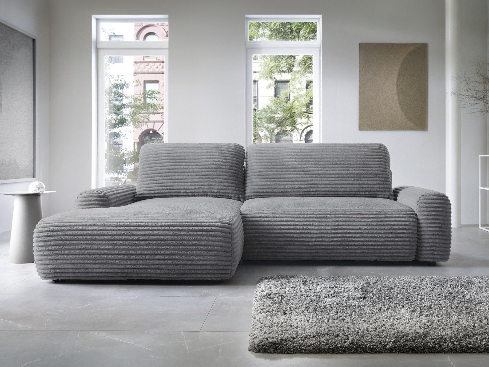 Goldstoff Ecksofa mit Schlaffunktion und Bettkasten, günstig online kaufen