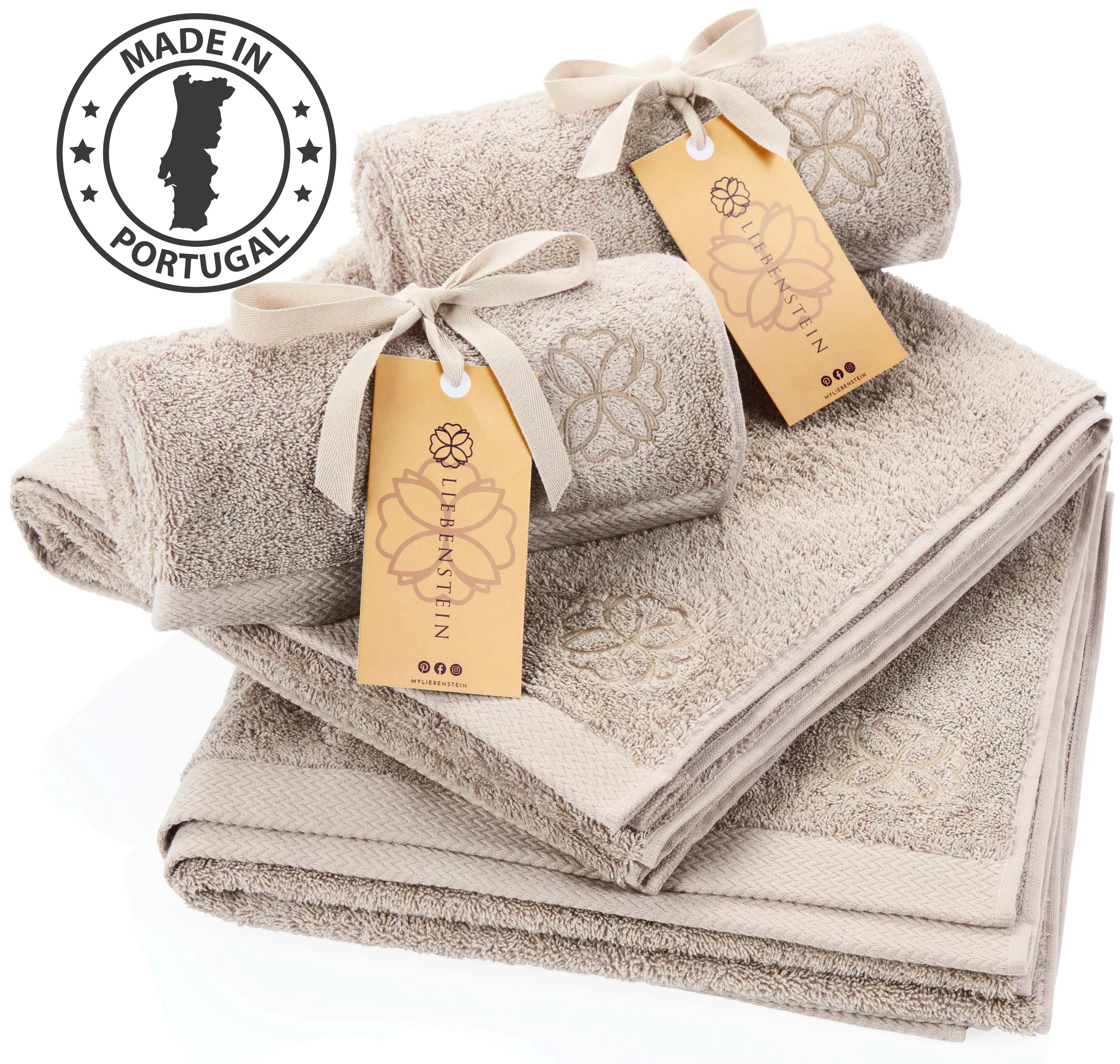 Liebenstein Handtuch Set Samtweiche Handtücher aus 100% Baumwolle, (4-St), beige Frottiertücher, 2x 50x100 cm & 2x 70x140 cm