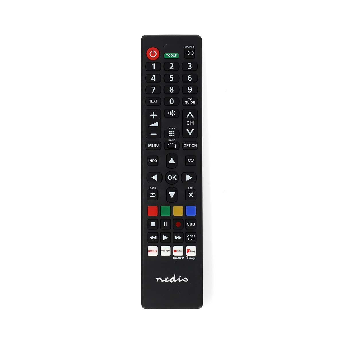 Nedis TVRC45PASHBK Universal-Fernbedienung (panasonic und sharp tvs, sofort nutzbar, streaming tasten)