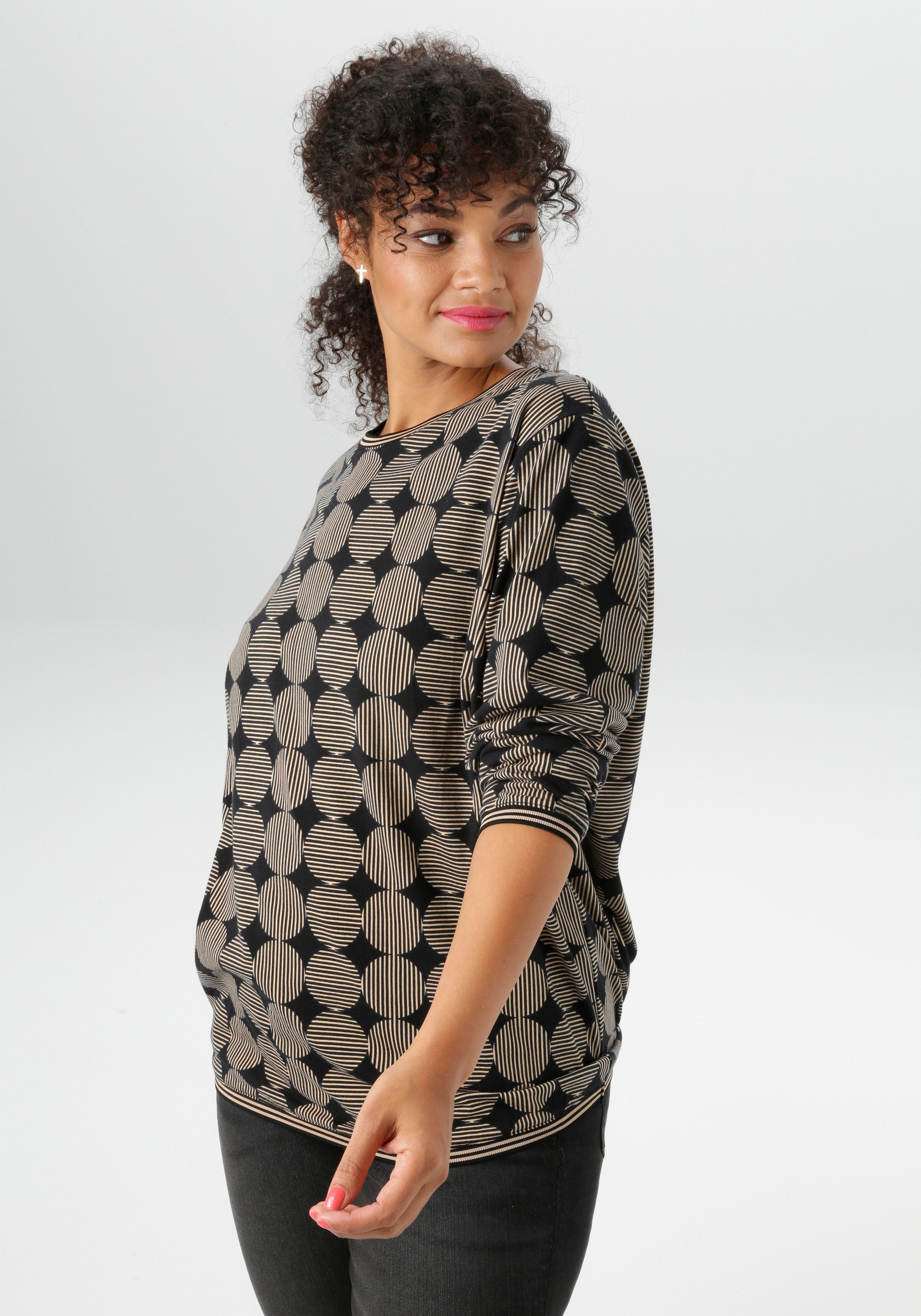 Aniston PLUS Sweatshirt mit großflächigem, Pünktchendruck günstig online kaufen
