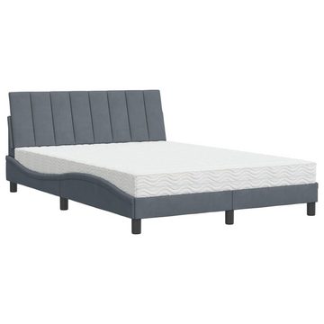 vidaXL Bett Bett mit Matratze Dunkelgrau 140x190 cm Samt