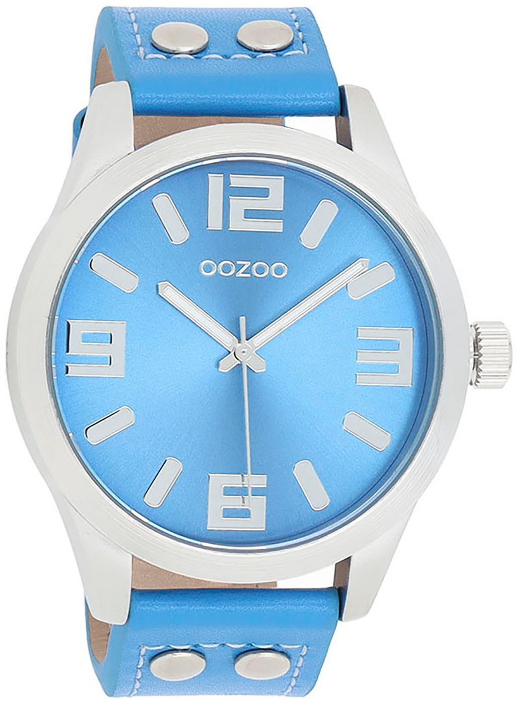 OOZOO Quarzuhr C1076, Armbanduhr, Damenuhr, Herrenuhr, Lederarmband, Ø 46mm