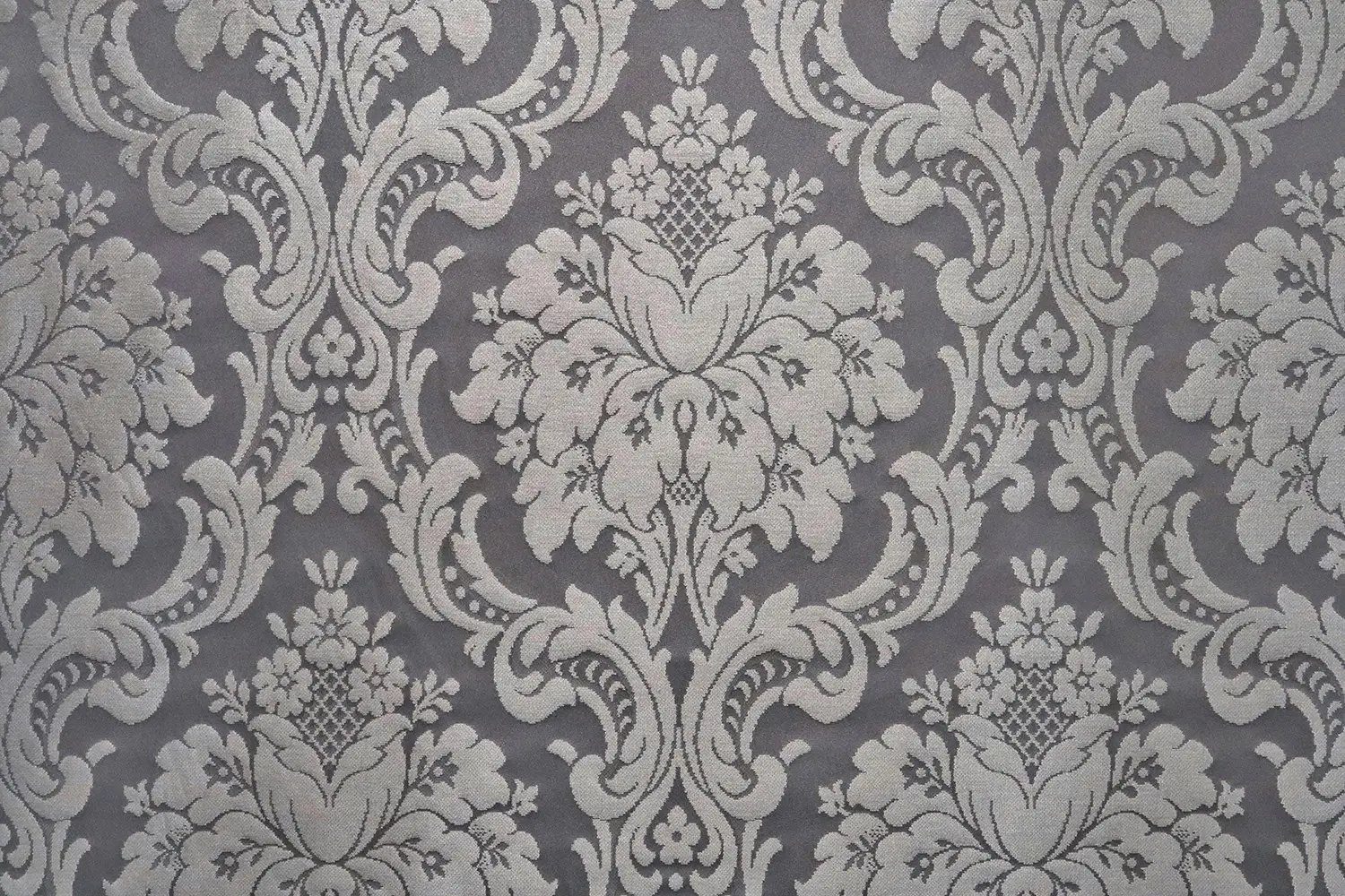 Stofferia Stoff Dekostoff Taft Jacquard Damask Grau, Meterware