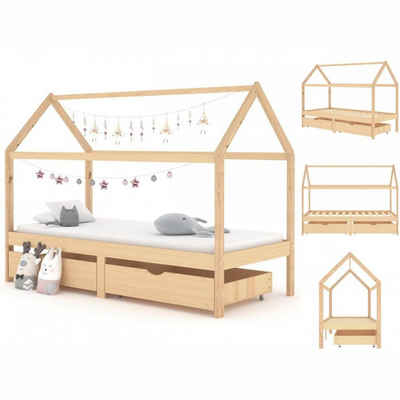 vidaXL Kinderbett Kinderbett mit Schublade Himmelbett Bettgestell Massivholz Kiefer 90x2