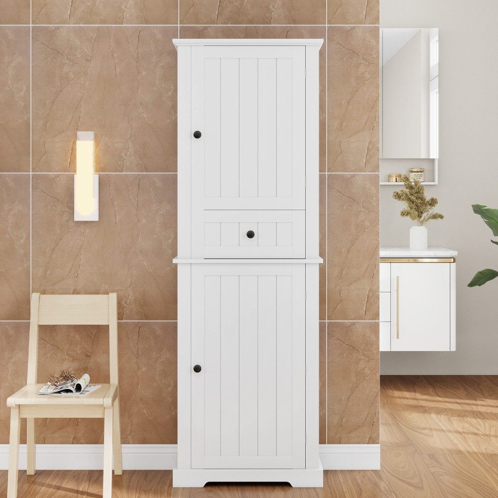 Stauraumschrank Badezimmerschrank mit Schublade Hochschrank verstellbare Regalböden