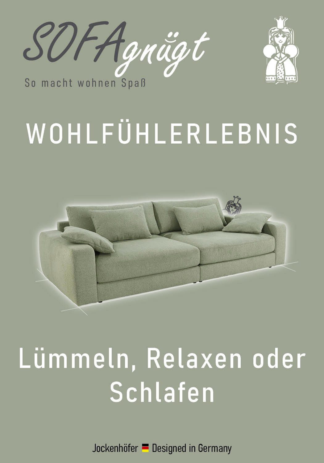 Jockenhöfer Gruppe Big-Sofa Milano XXL, B: 290 cm, mit Zierkissen, Relaxfläche 120x240 cm, Federkern