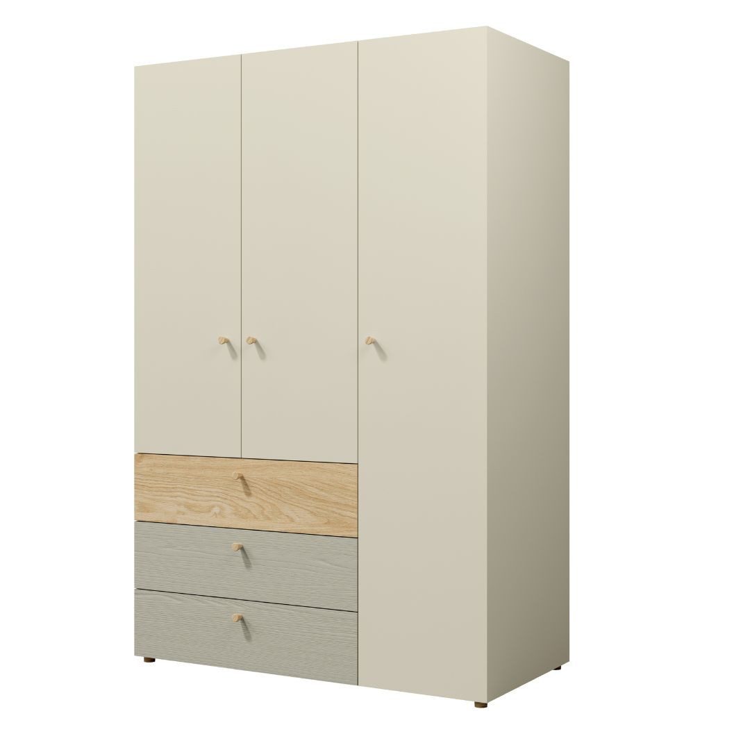Compleo Kleiderschrank mit 3 Schubladen.Kleiderschrank für Kinderzimmer.Kinderzimmerschrank