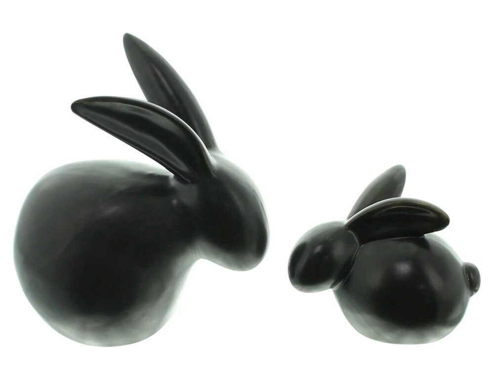 Home-trends24.de Osterfigur Hase Schwarz Osterhase Ostern Black Modern Porzellan 2er Set (2 St)