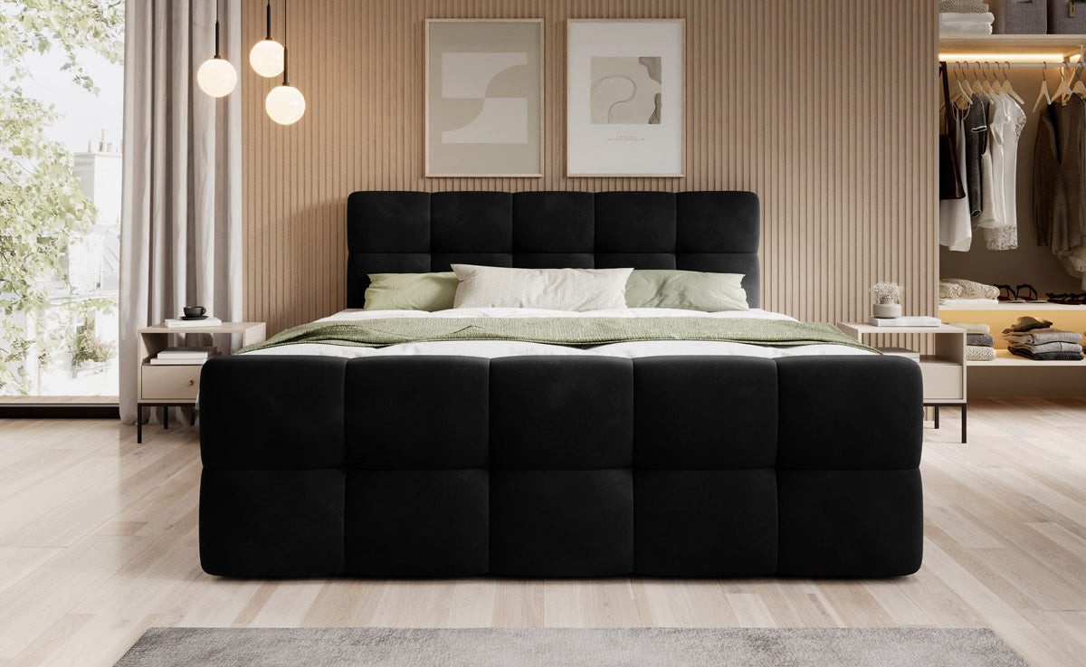 Luxusbetten24 Boxspringbett Cozy Samt, inklusive PU-Schaum Topper