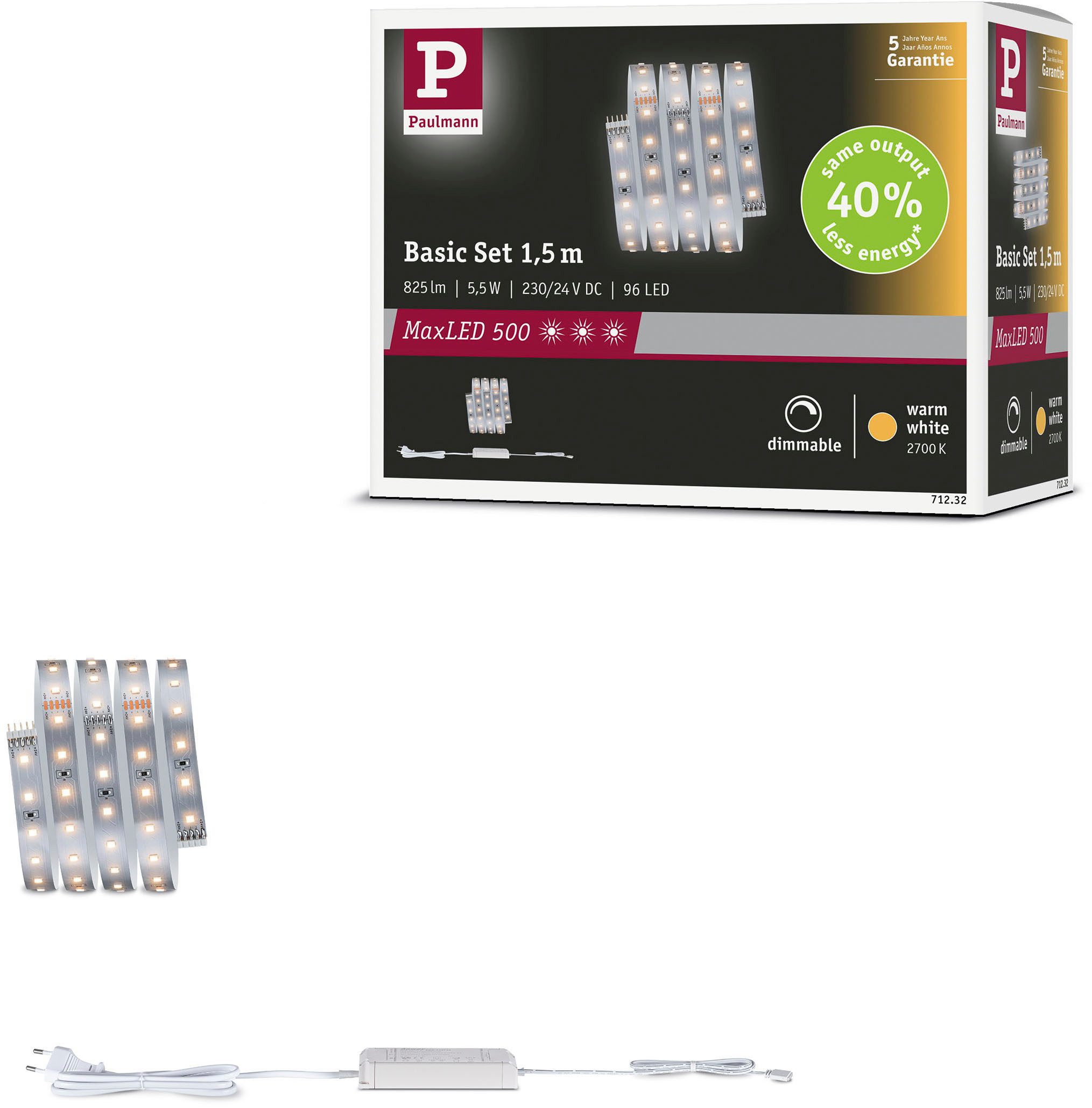 LED-Streifen MaxLED 500 LED Strip Warmweiß Basisset
