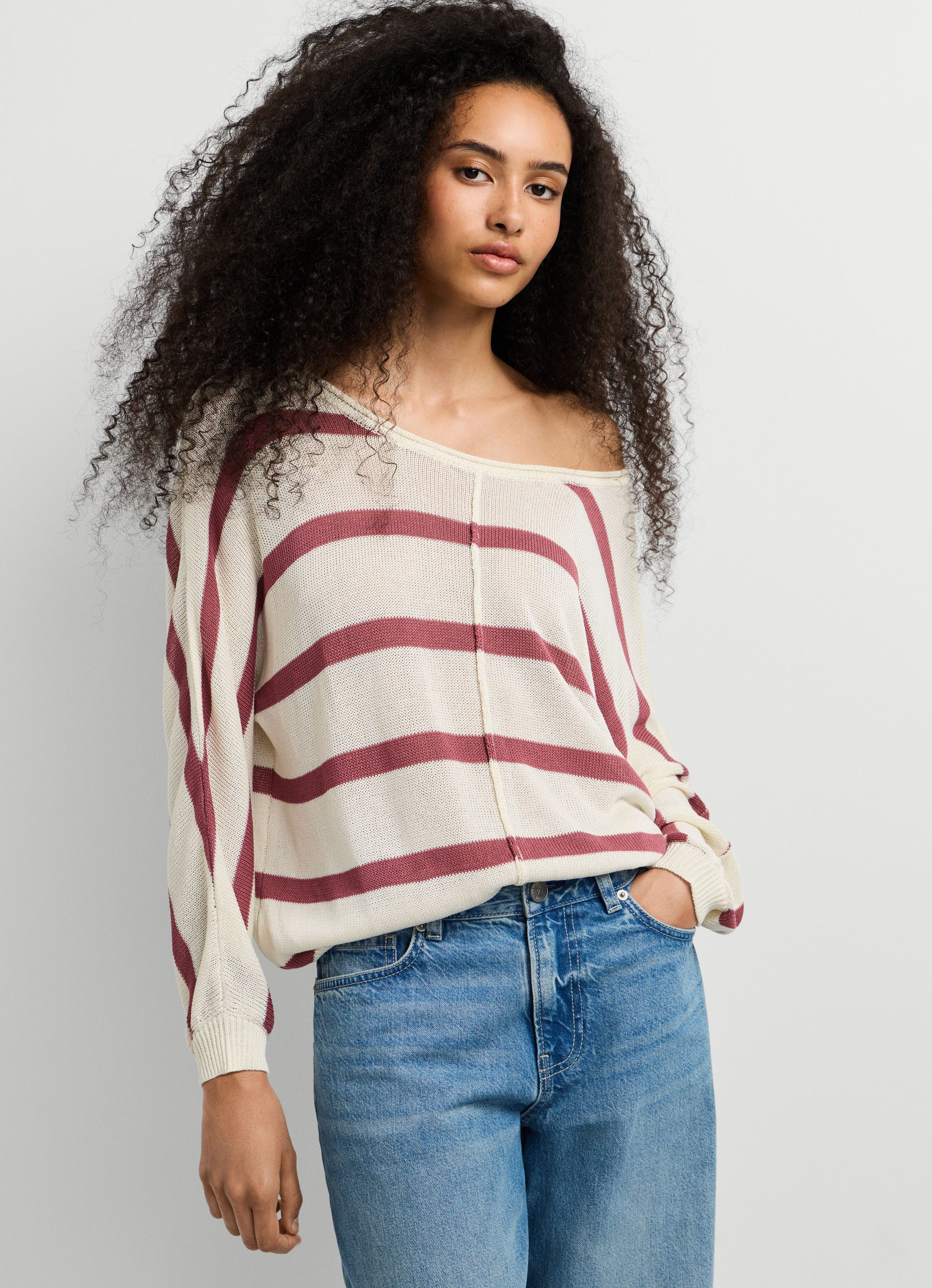 Pepe Jeans Strickpullover ALBERTA im Streifen-Design, locker geschnitten