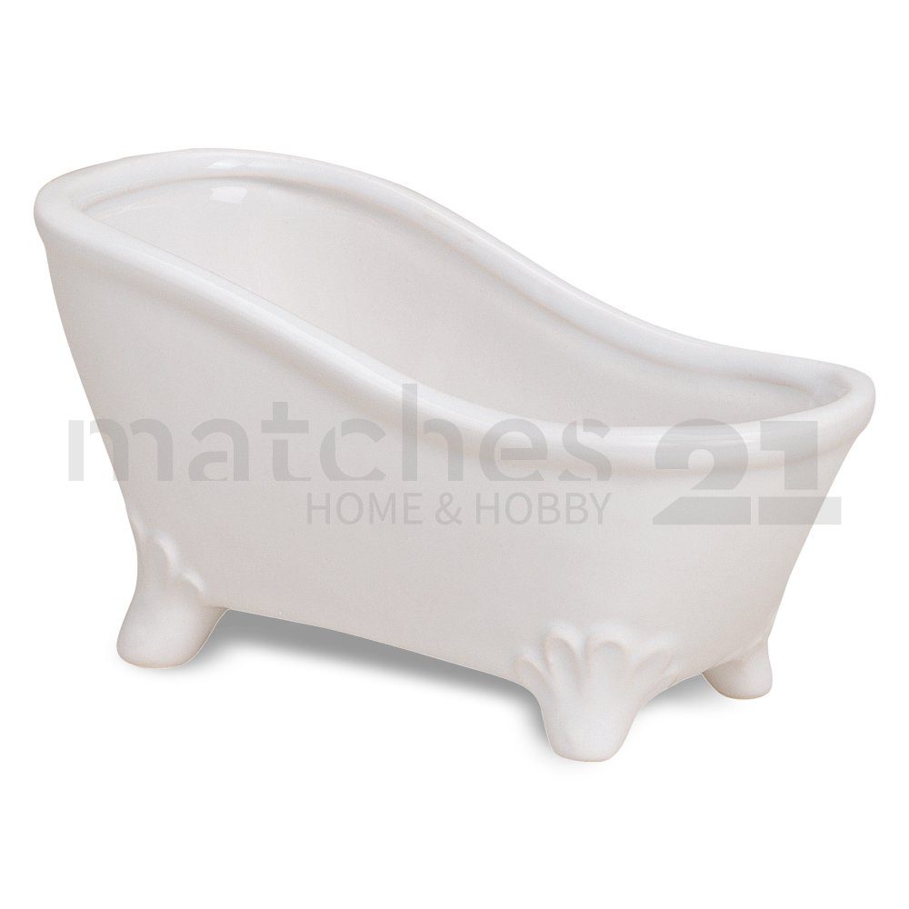 matches21 HOME & HOBBY Dekotablett Hübsche Keramik Seifenschale in Badewannen-Form 16 x 7 cm (1 St), Keramik-Schale als Seifen Deko-Schale für Badezimmer Gäste-WC