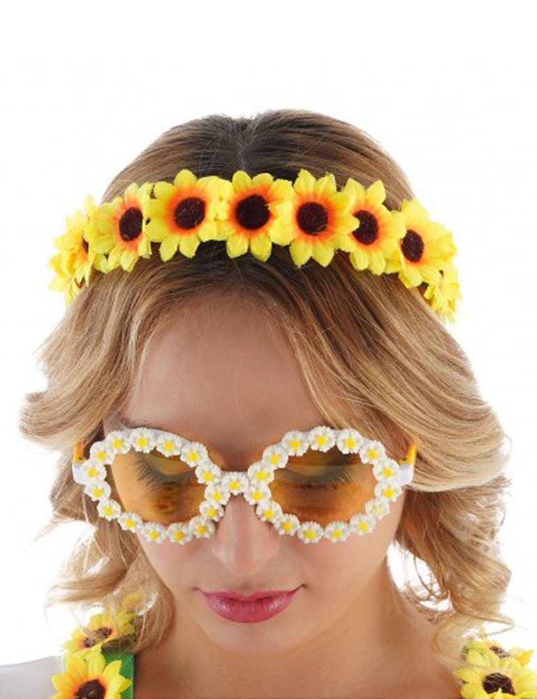 CHAKS Haarreif Sonnenblumen Haarreif zum Kostüm, Zubehör Gärtner Hippie Fasching