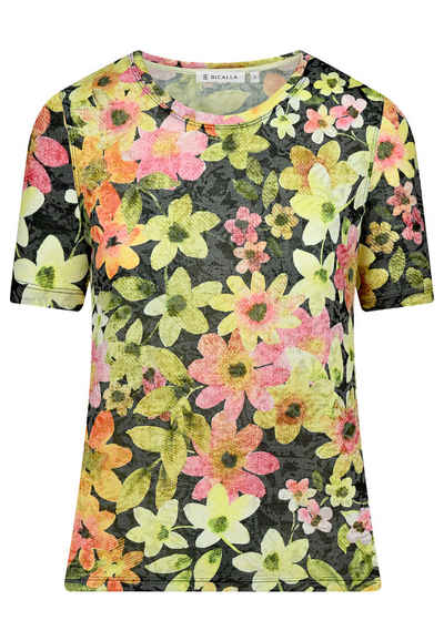 BICALLA T-Shirt Shirt Flowers - 20/black-peach (1-tlg)
