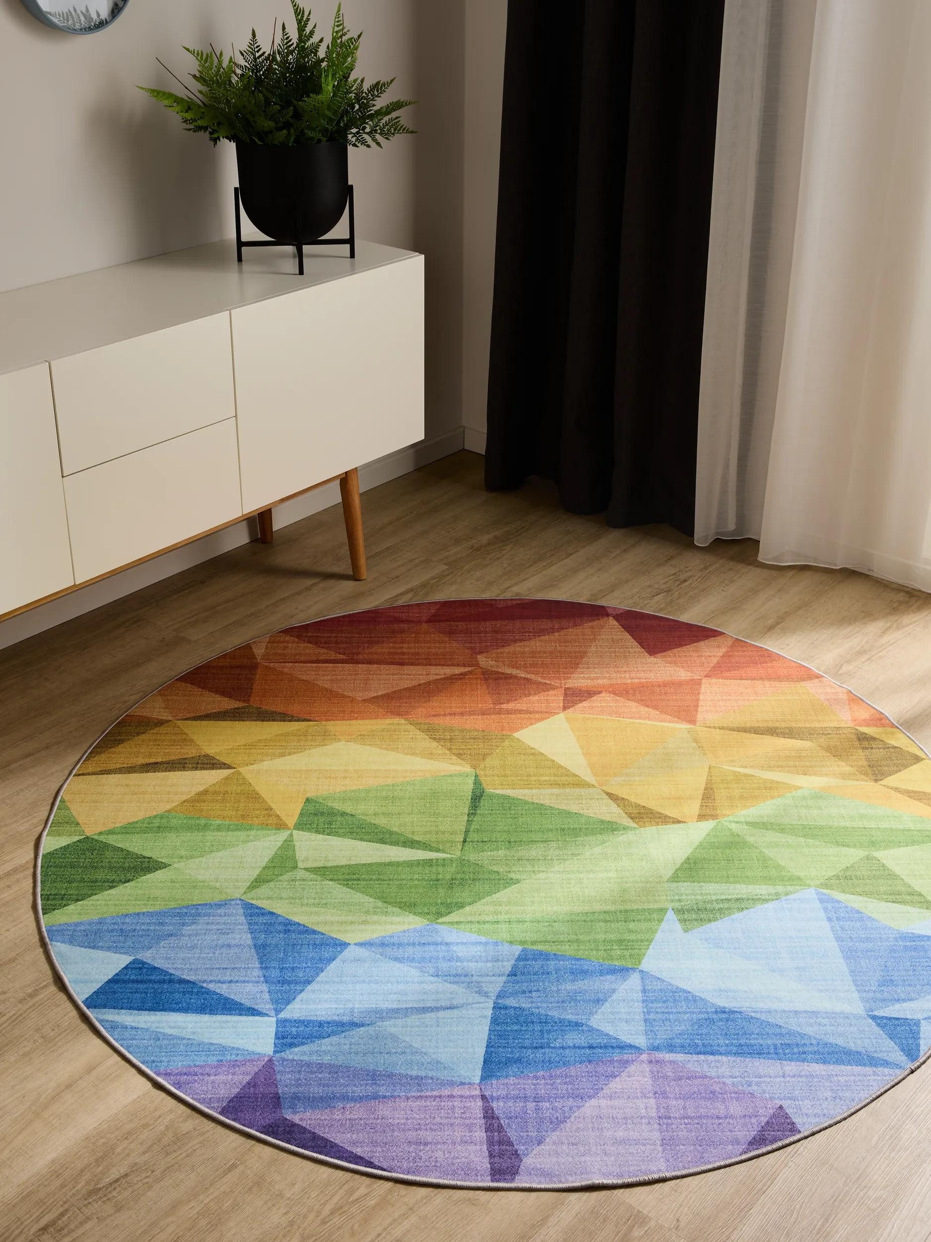 benuta Teppich George, rund, Höhe: 5 mm, Vintage-Look, Kurzflor, Teppich Wohnzimmer, Schlafzimmer, Waschbar