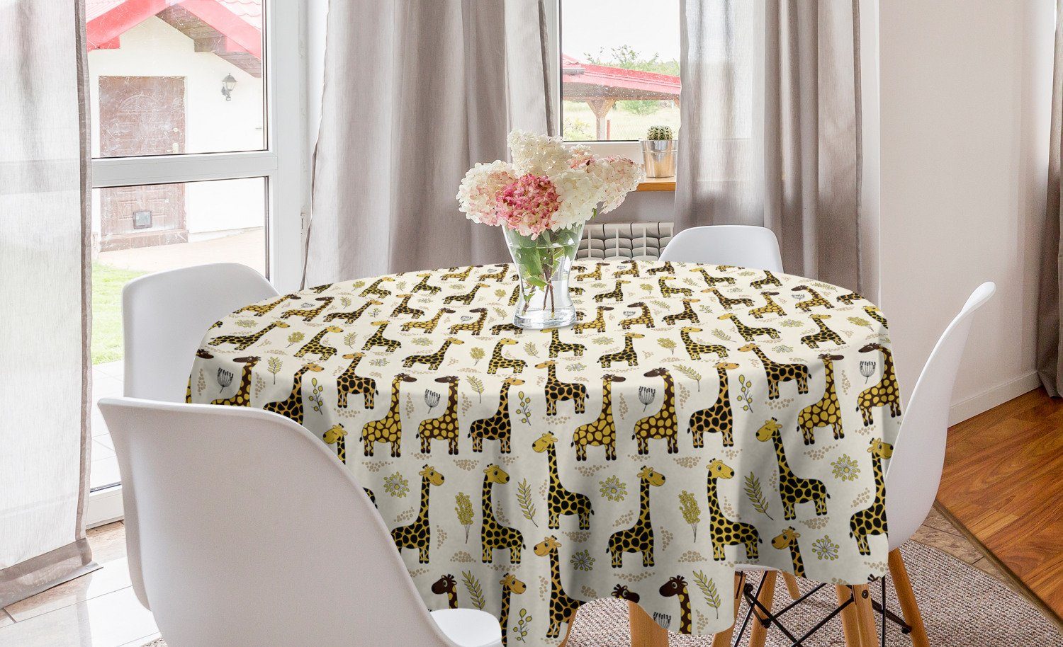 Abakuhaus Tischdecke Kreis Tischdecke Abdeckung Cheery für Dekoration, Tiere Giraffe Kinder Küche Esszimmer
