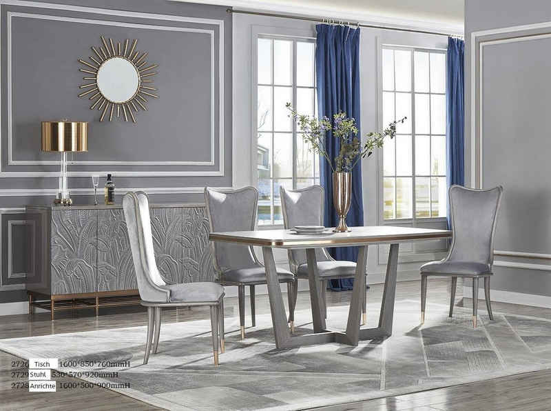 JVmoebel Esszimmerstuhl, italienische luxus möbel 8x Lehn Stuhl Stühle Esszimmer Gruppe Garnitur Holz Neu