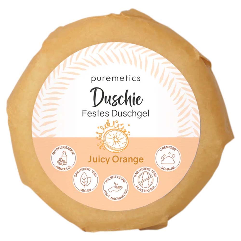 puremetics Haarseife Duschie Festes Duschgel - Juicy Orange 60g