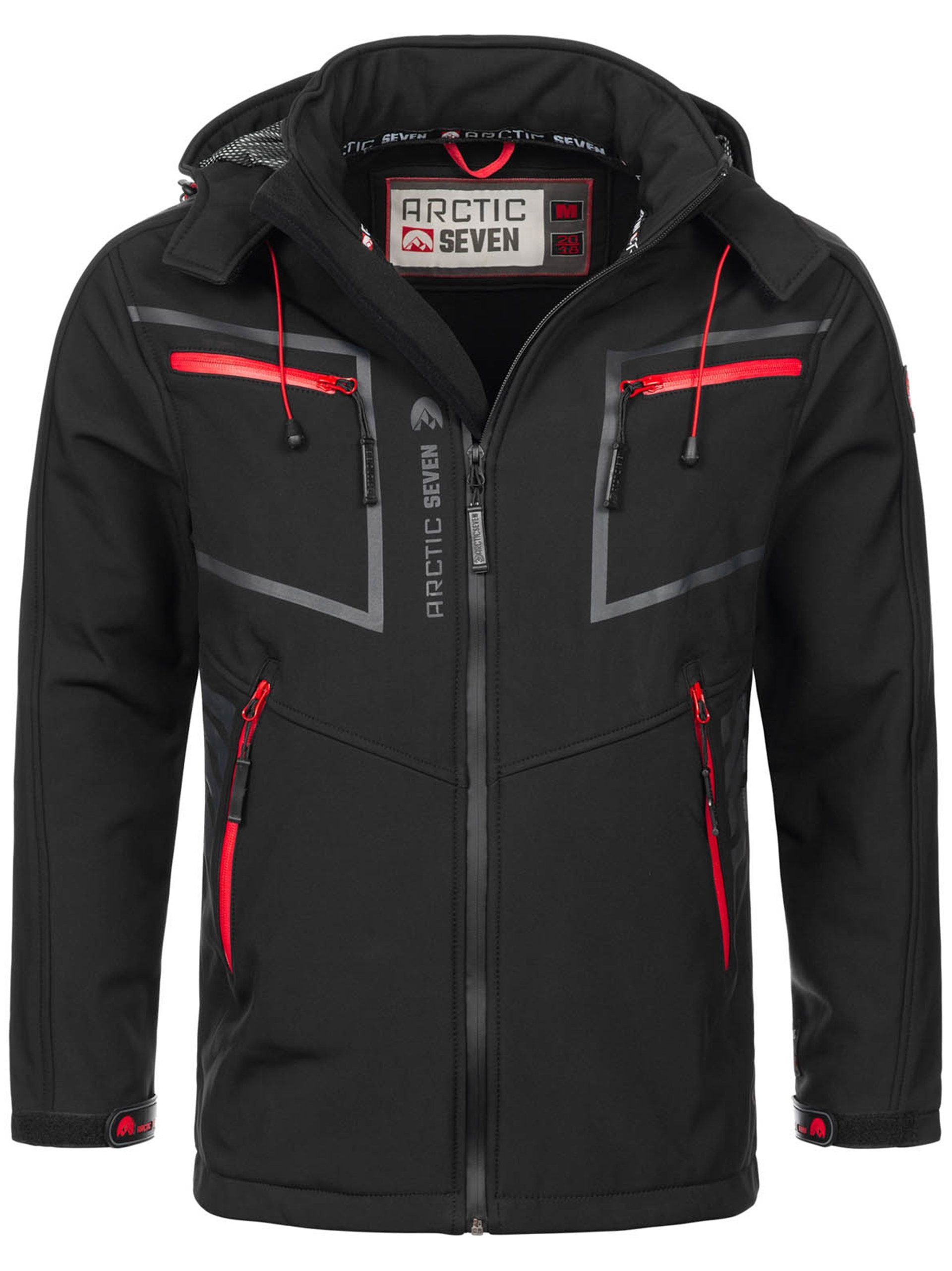 Arctic Seven Softshelljacke ASPierr sportliche Outdoor Funktionsjacke mit abnehmbarer Kapuze