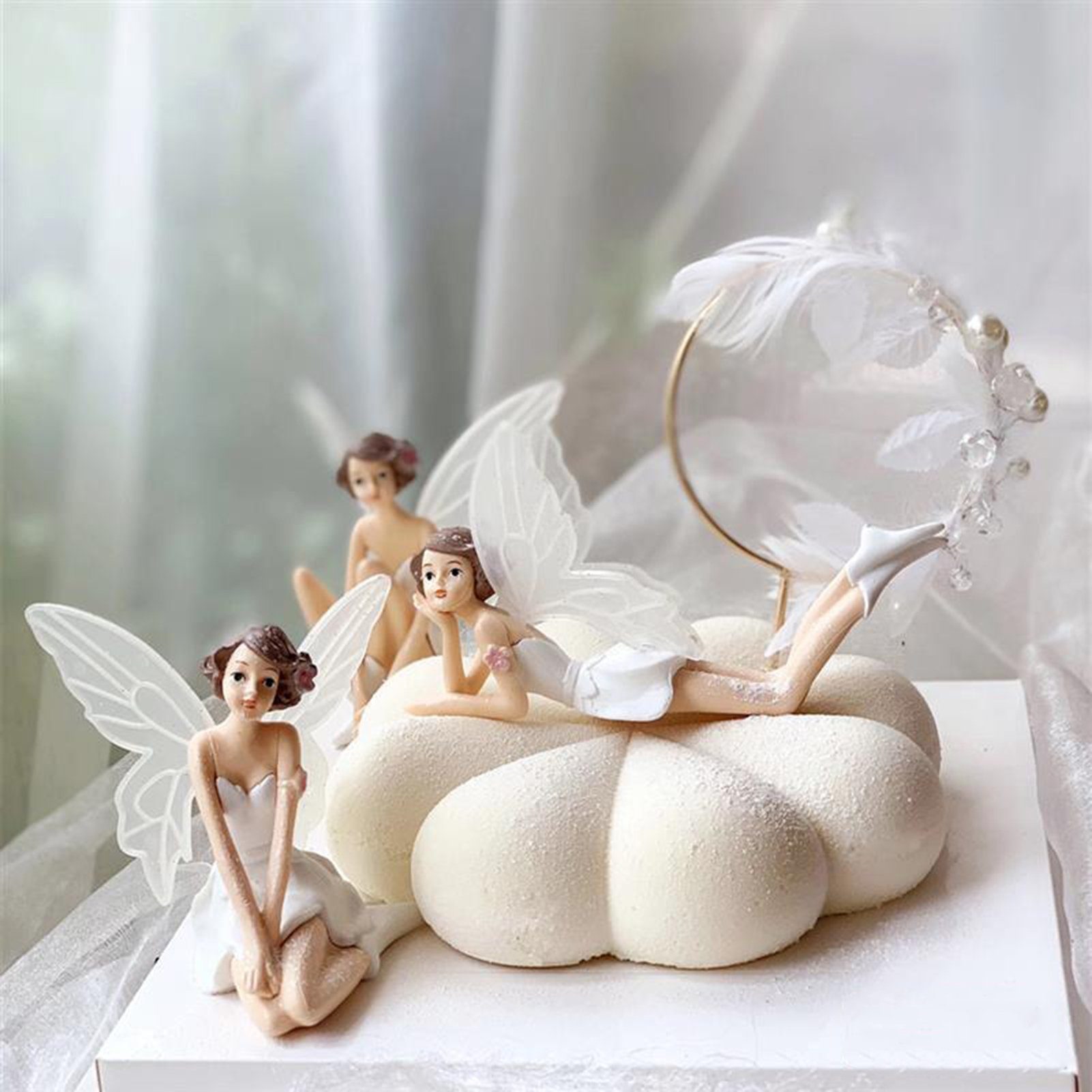 3D Dekorative Elfenmädchen, Kuchendekorationszubehör Schönes Dessert-Plug-in 3 Little Click-Ornamente Rutaqian Cartoon Ornamente Fairy Geburtstagskuchen Stück