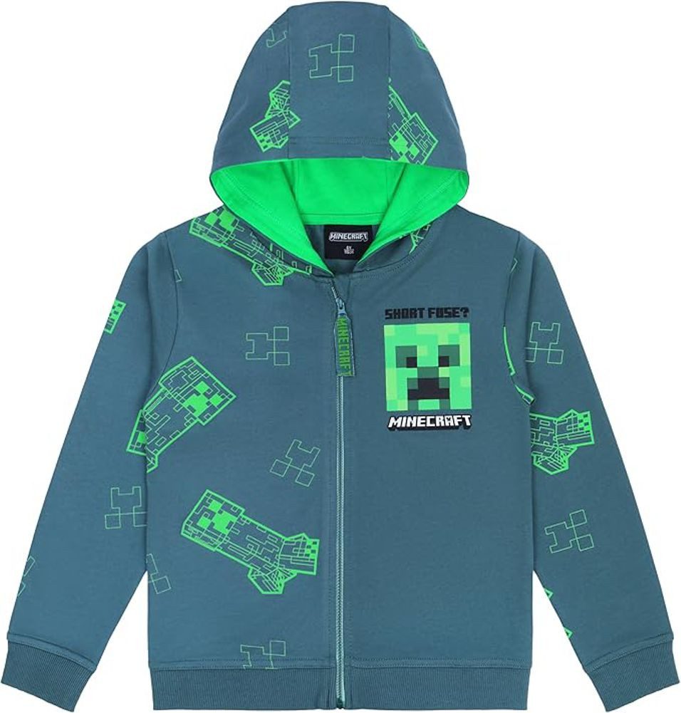 Minecraft Kapuzensweatshirt MINECRAFT Kapuzen Sweatshirtjacke Jungen+Mädchen 6-12Jahre Minecraft Kinder Sweatshirtjacke Pullover
