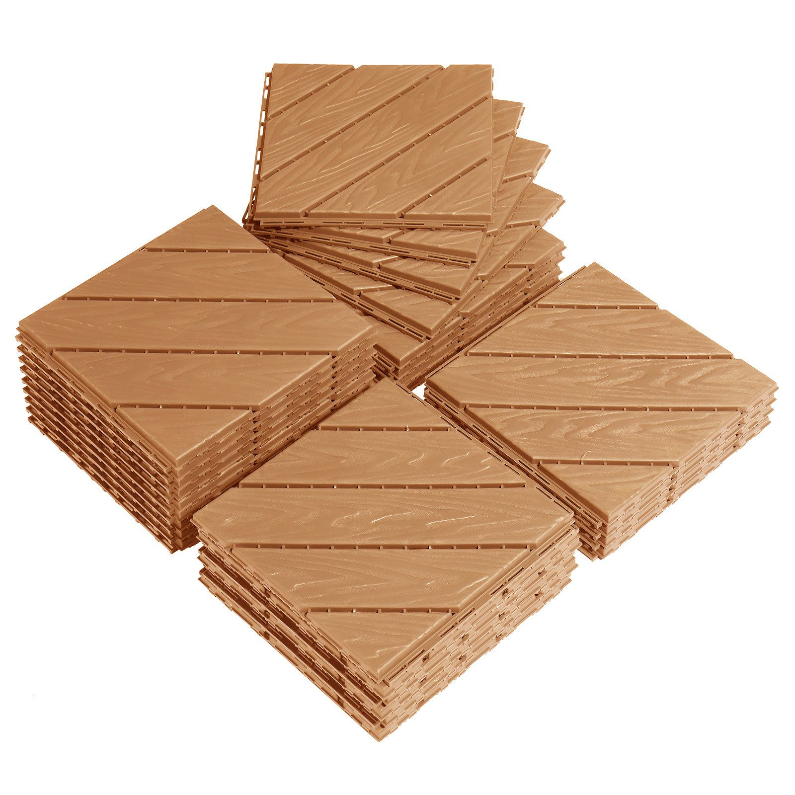 LALAHO Terrassendielen 27er Set Terrassendielen, 2,27 m², 2 mm Stärke, PE Balkon Boden rutschfest Klickfliesen, 29x29x2cm, Streifen – Bild 2 von 5