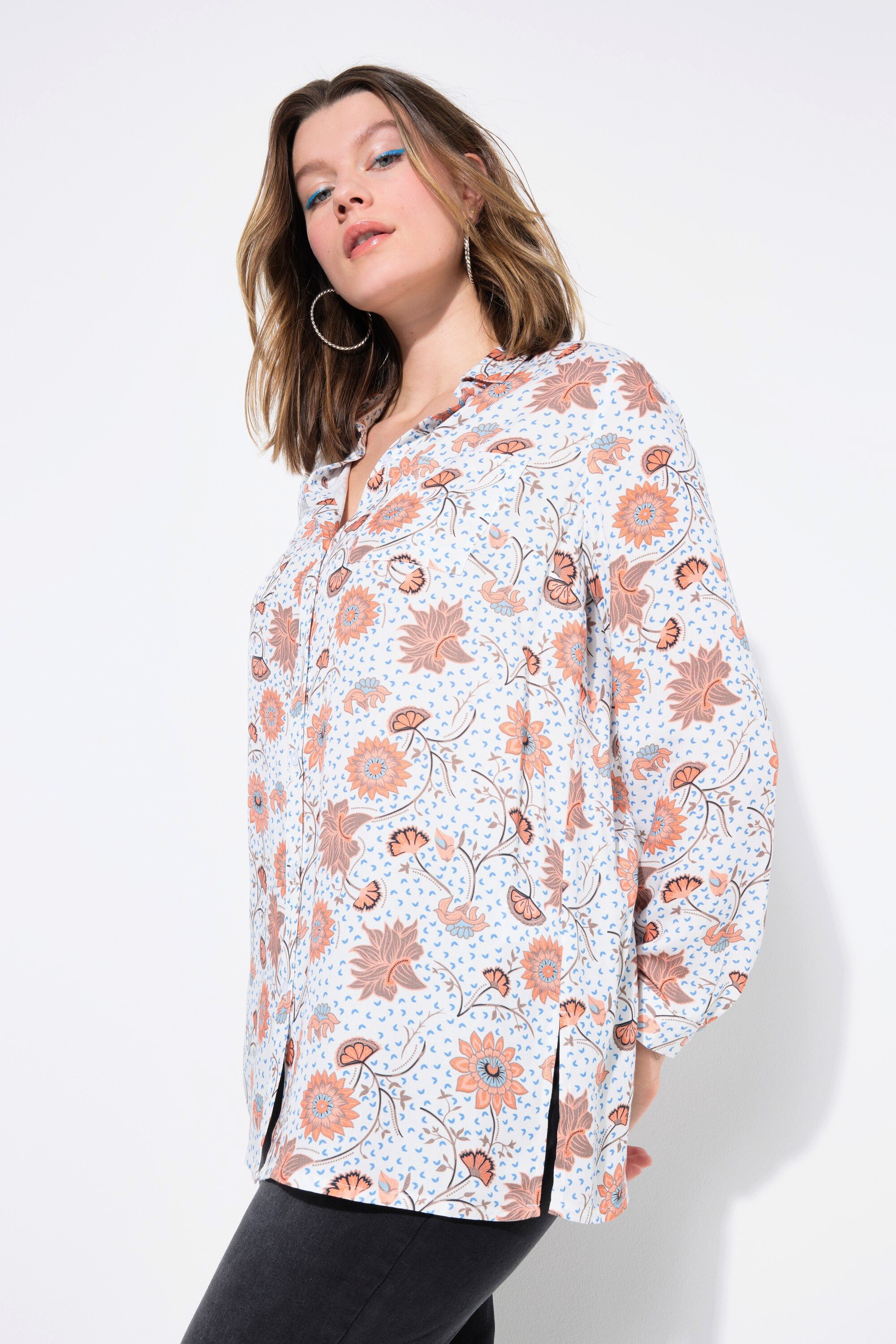 Studio Untold Hemdbluse Hemdbluse Boxy Shape Flower-Print