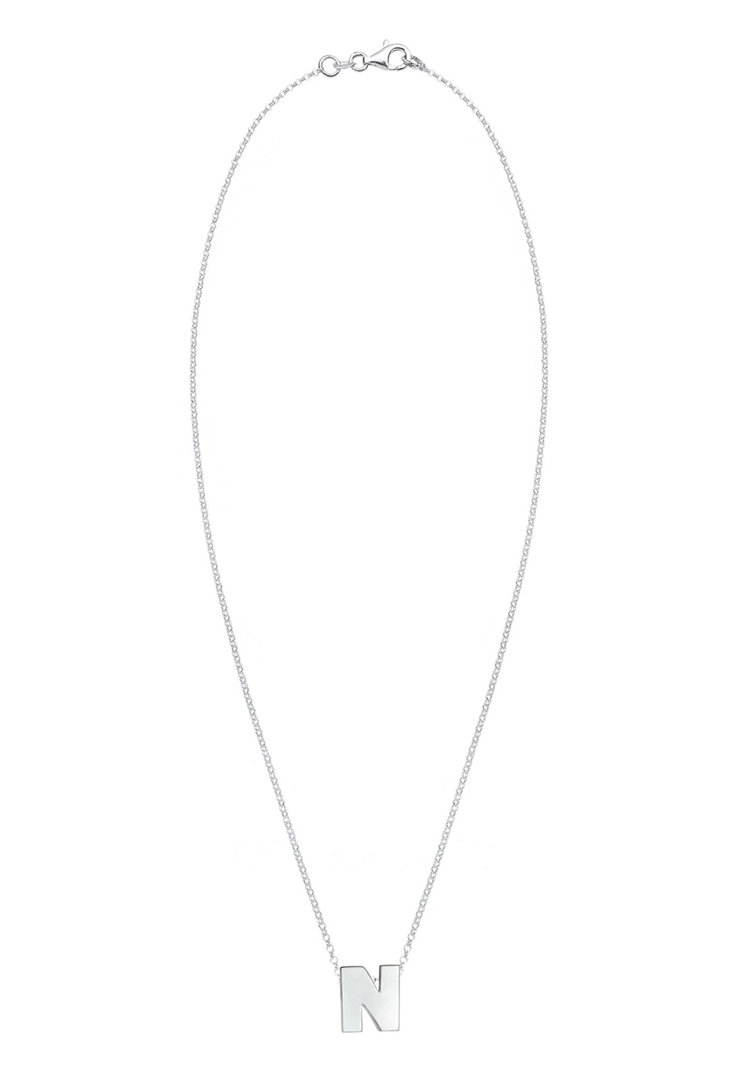 Elli Kette mit Anhänger Buchstabe Buchstabe 925 N Initialen Silber, Minimal Trend