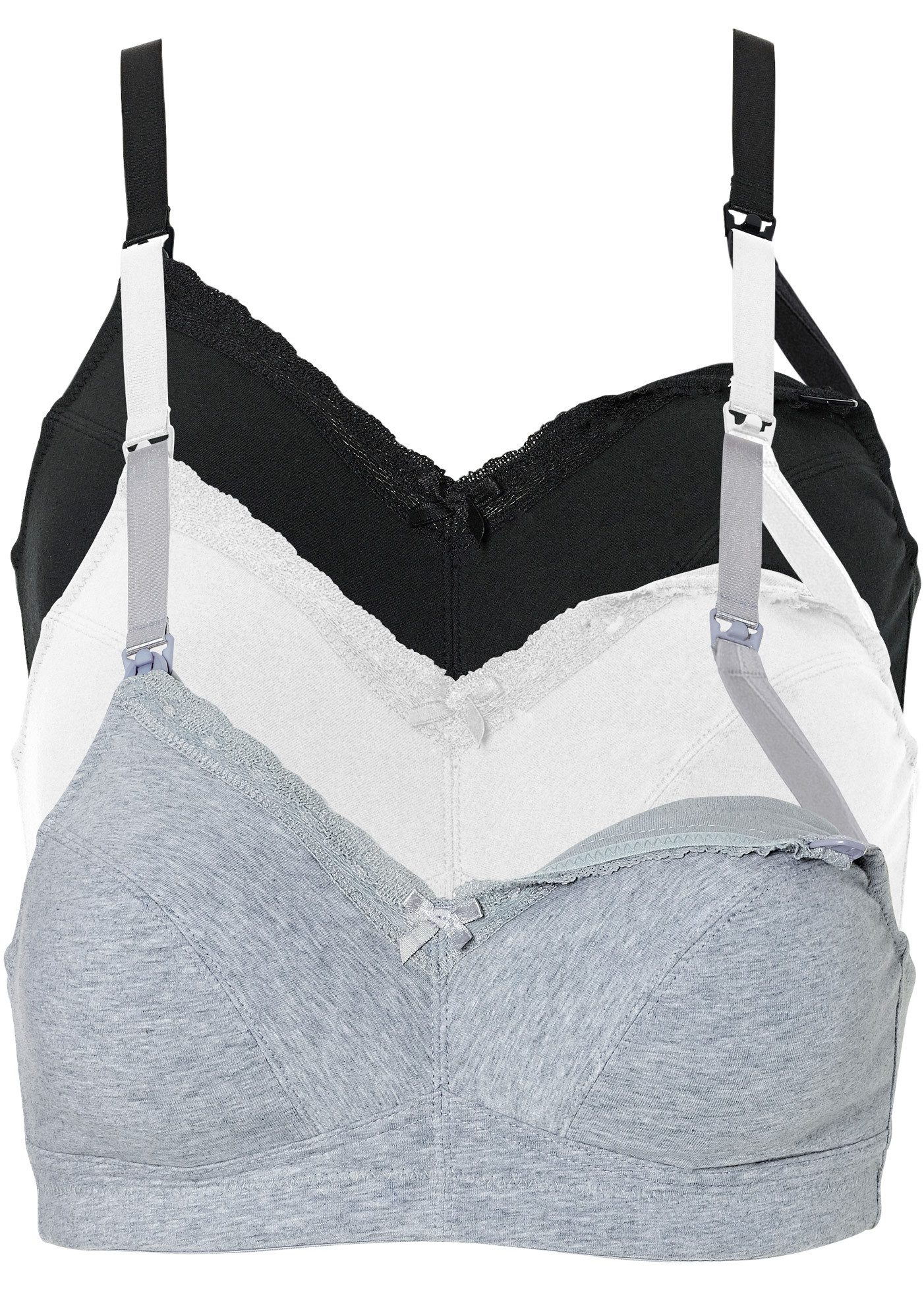 bonprix Still-BH (Packung, 3-tlg) im praktischen 3er Pack, mit Clip-Verschlüssen, aus Baumwollqualität